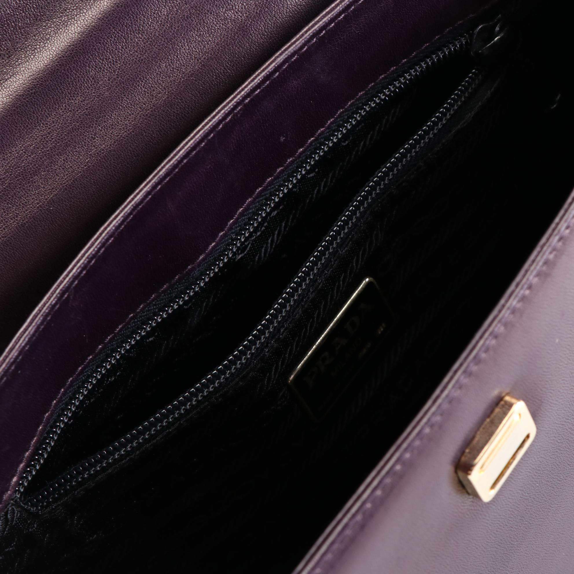 Prada Top Handle Flap Front Bag in Mora Lambskin Leather