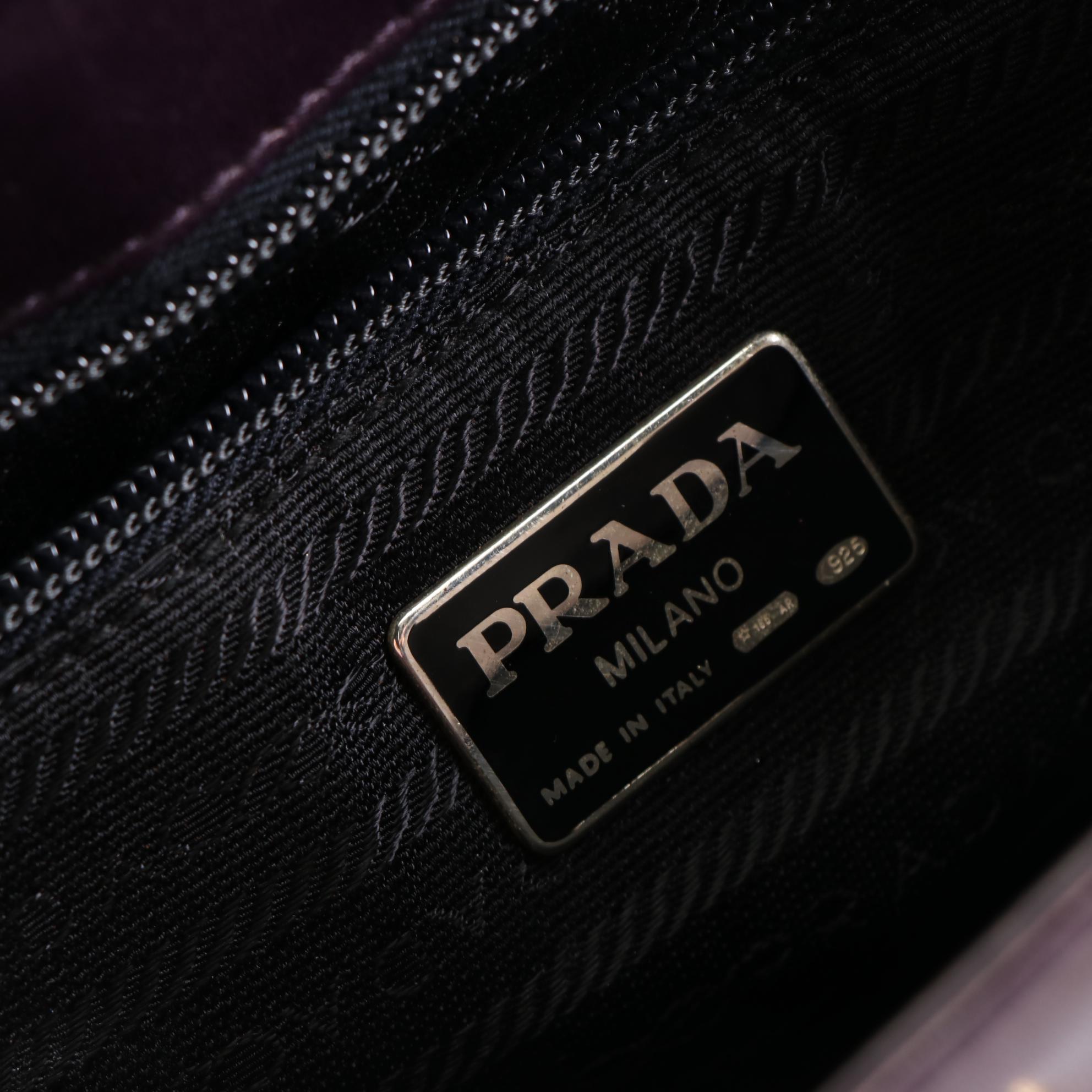 Prada Top Handle Flap Front Bag in Mora Lambskin Leather