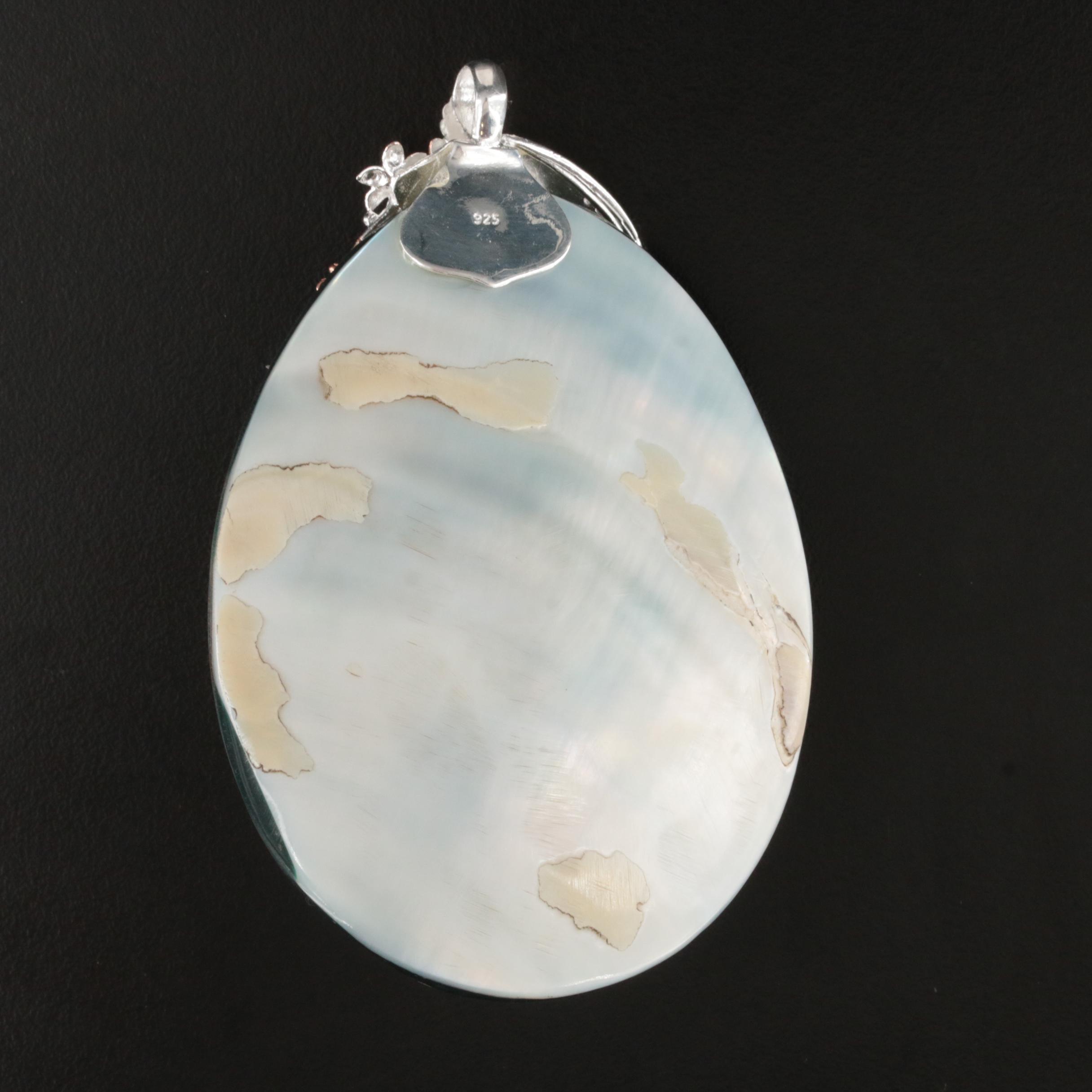 Sterling Abalone and Pearl Seahorse Pendant