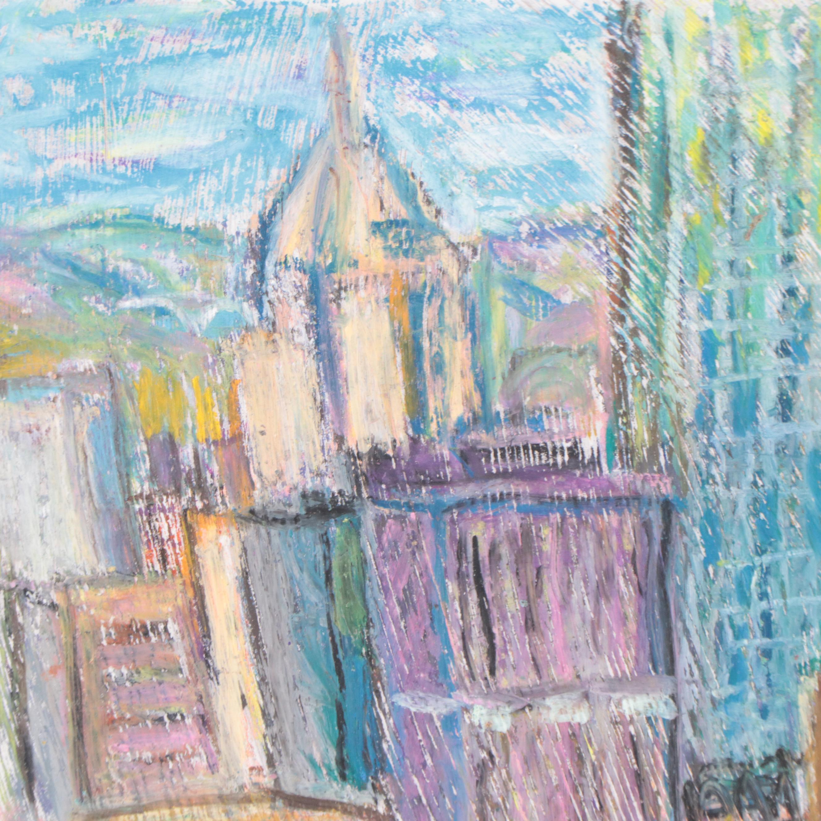 Marina Mozhayeva Cityscape Crayon Drawing, 2010