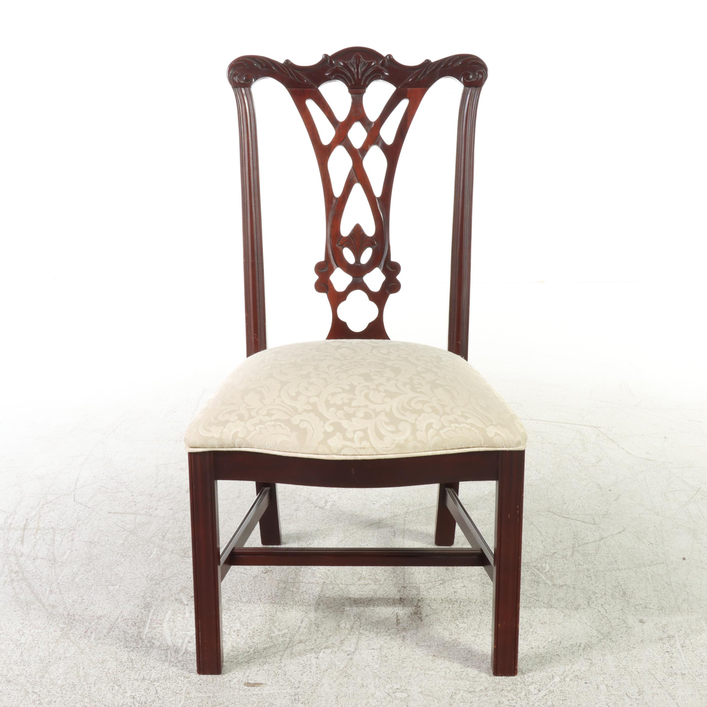 Thomasville Chippendale Style Mahogany and Custom-Upholstered Side Chair