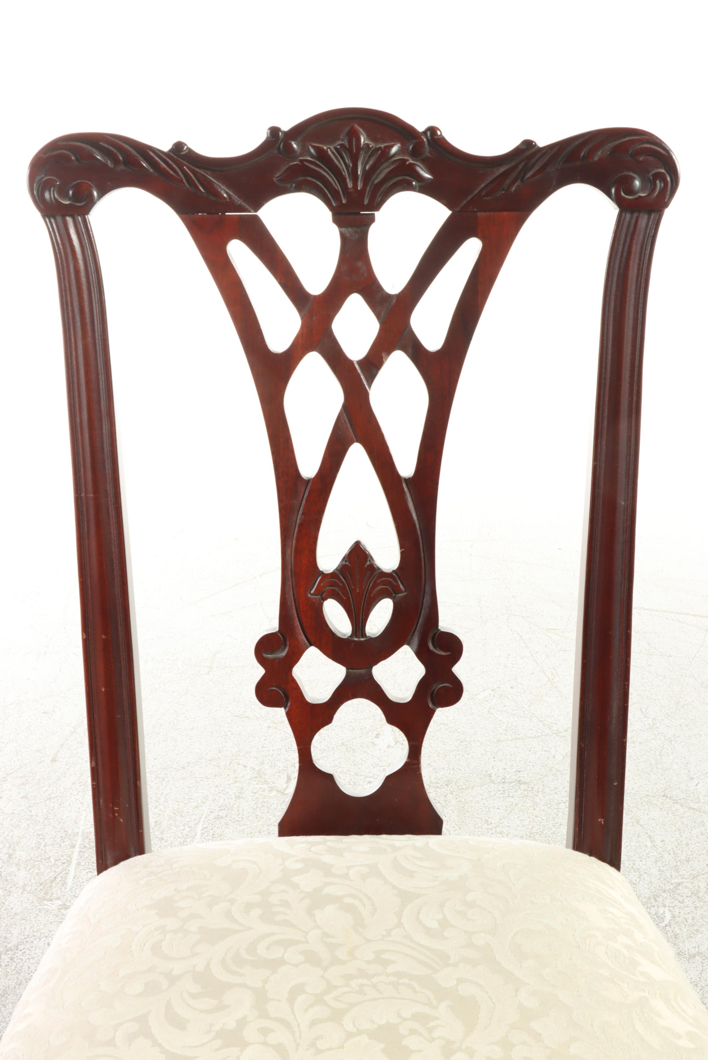 Thomasville Chippendale Style Mahogany and Custom-Upholstered Side Chair
