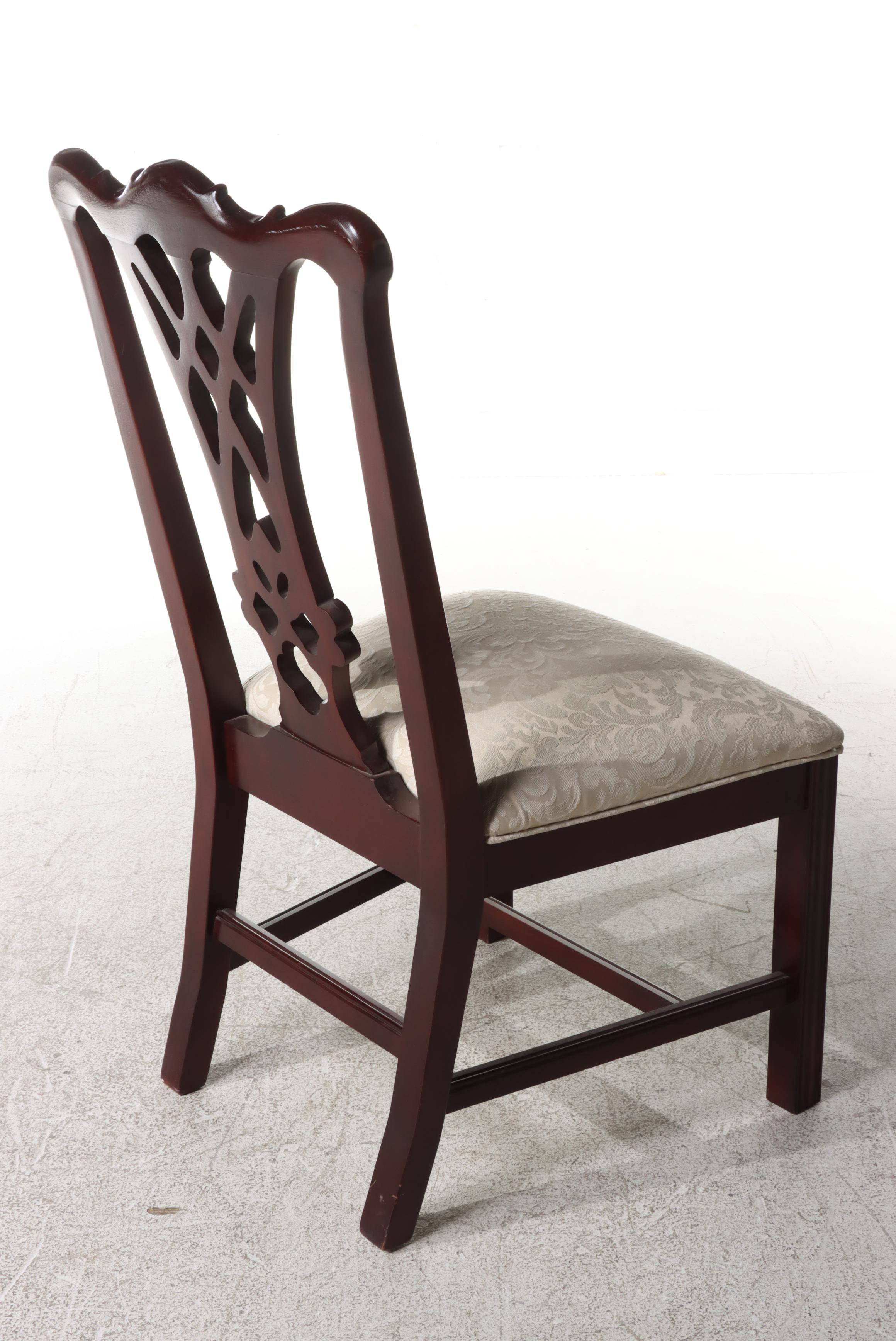 Thomasville Chippendale Style Mahogany and Custom-Upholstered Side Chair