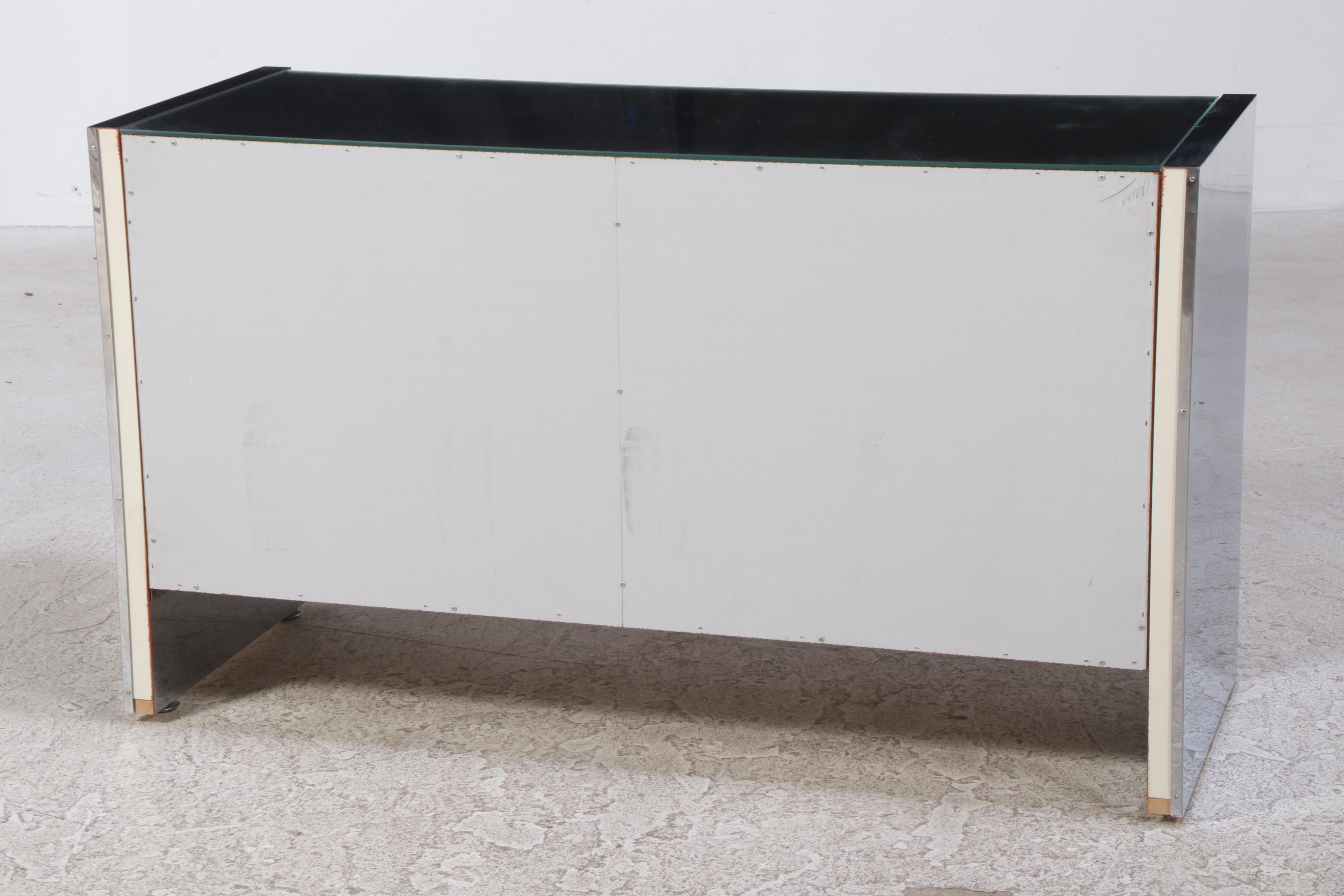 Modernist Chrome and Mirrored Glass Credenza, Late 20th Century