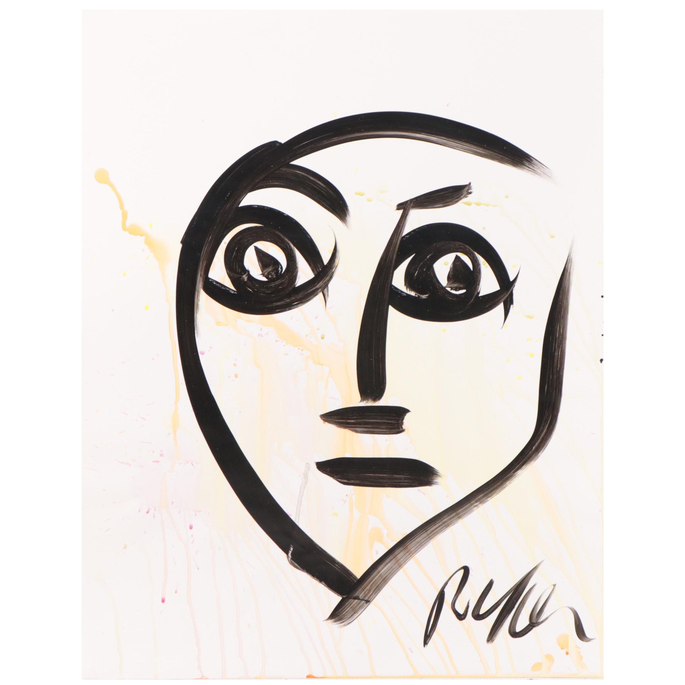 Peter Keil Abstract Portrait Acrylic Painting