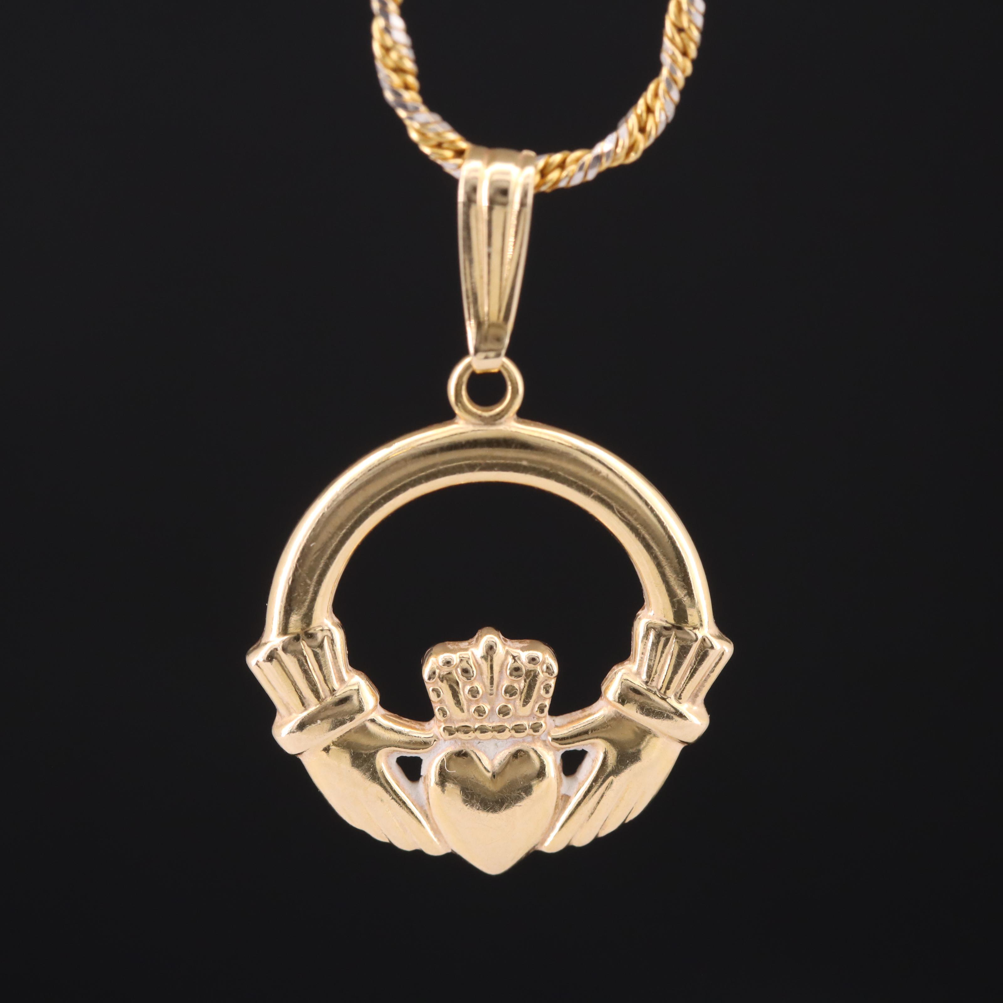 14K Claddagh Pendant Necklace