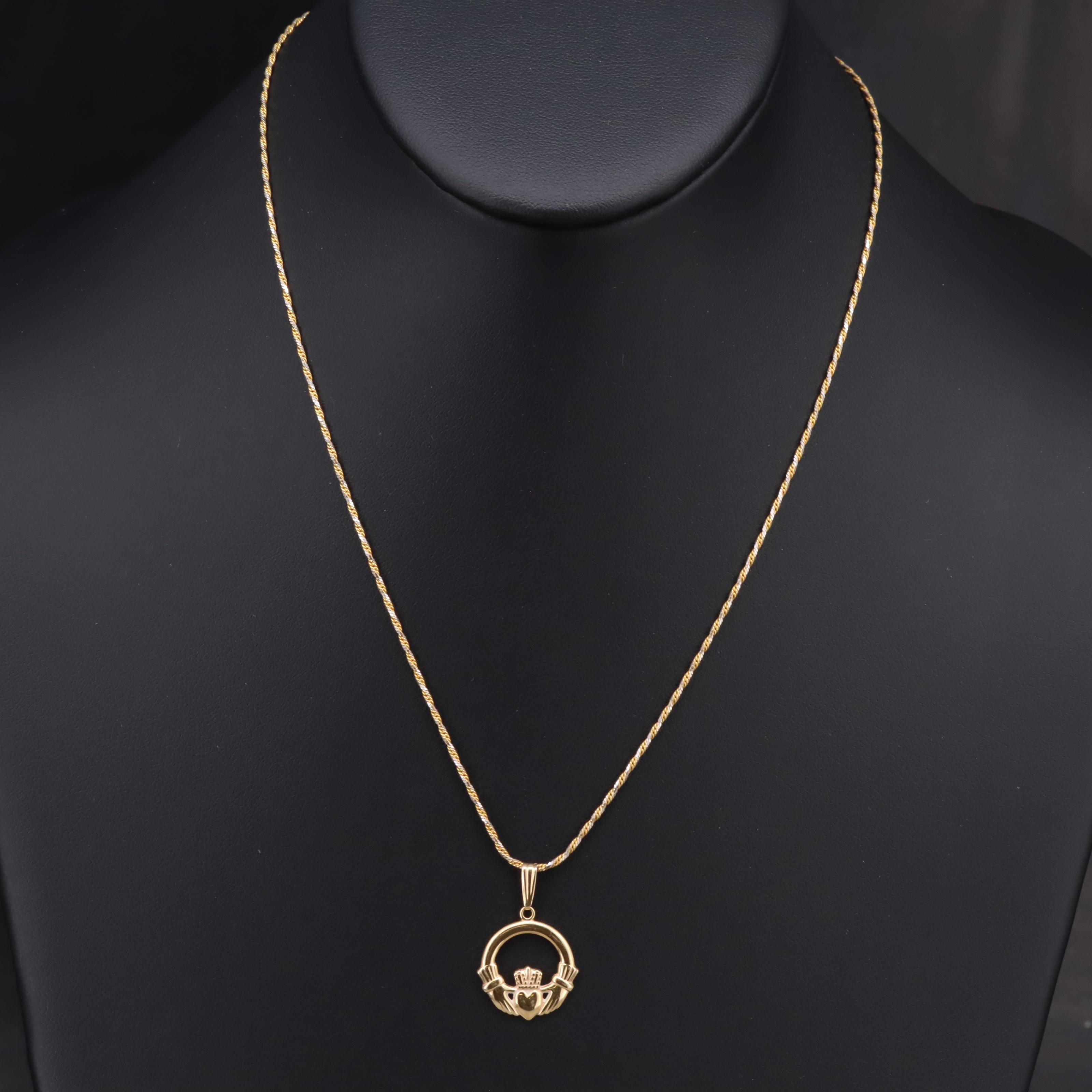 14K Claddagh Pendant Necklace