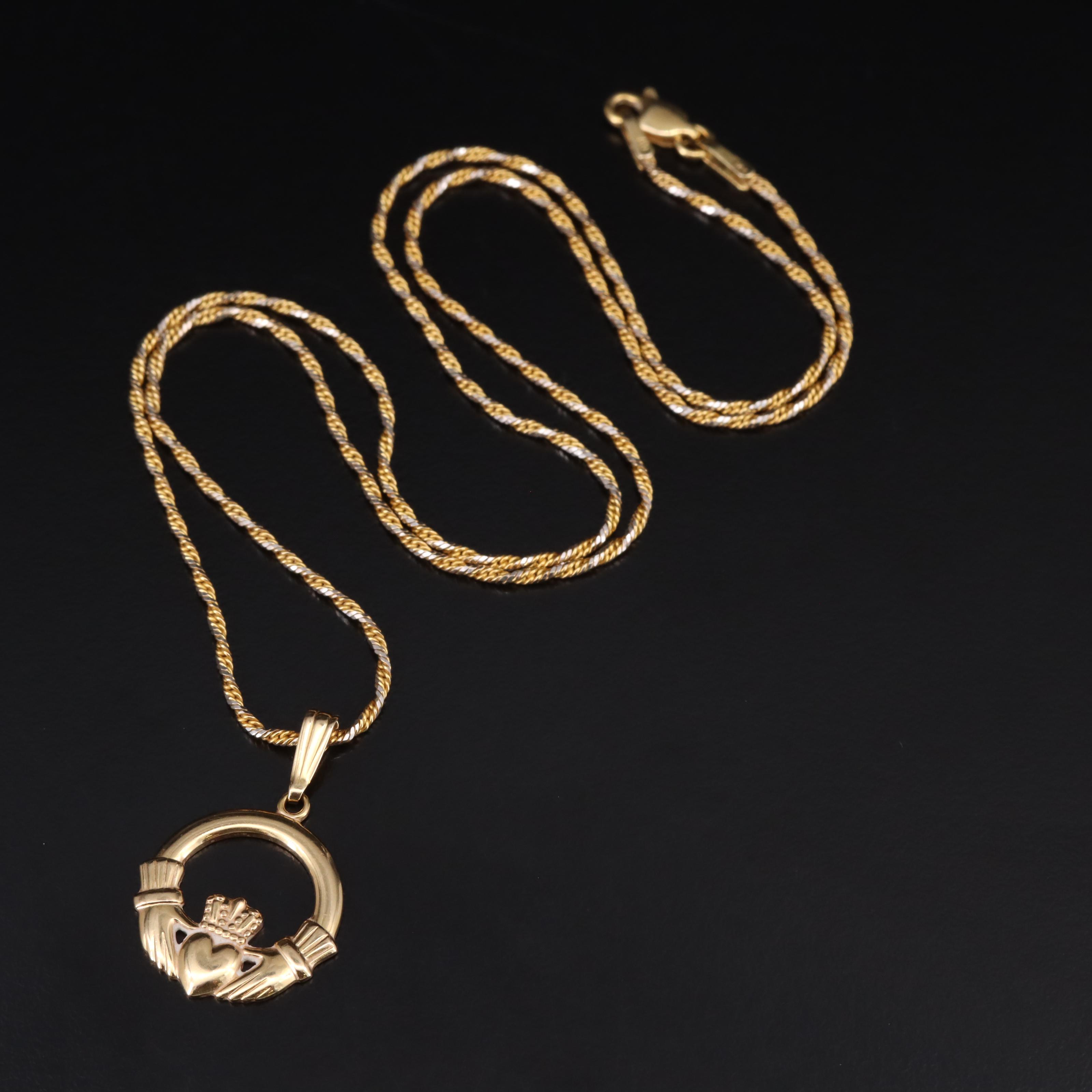 14K Claddagh Pendant Necklace