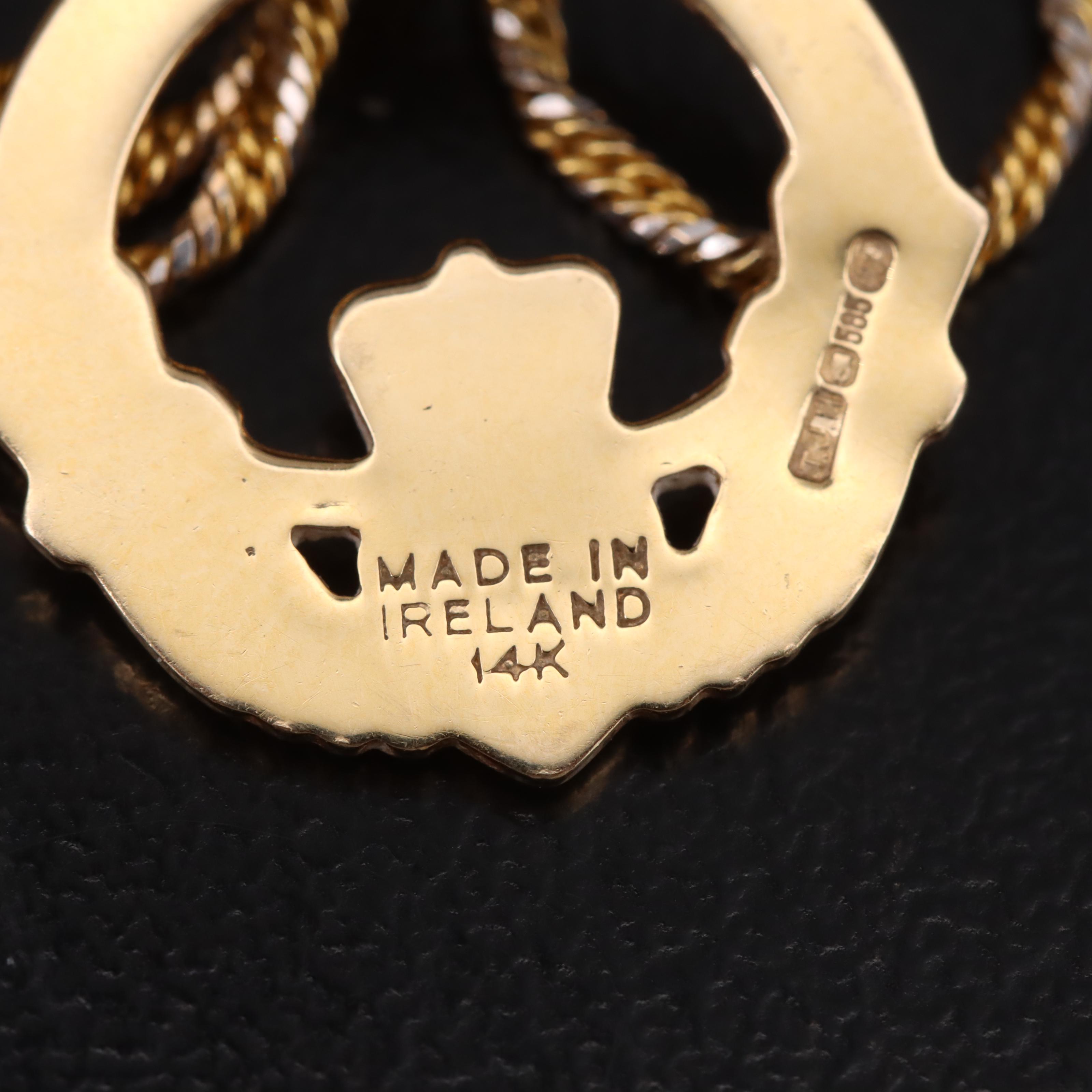 14K Claddagh Pendant Necklace