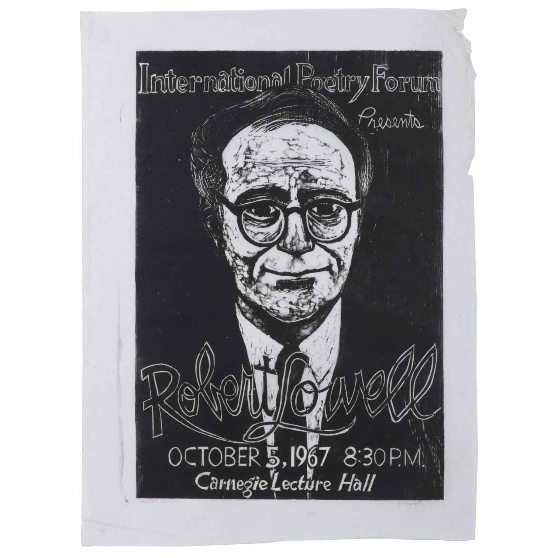 Sidney Chafetz Woodcut "Robert Lowell," 1967