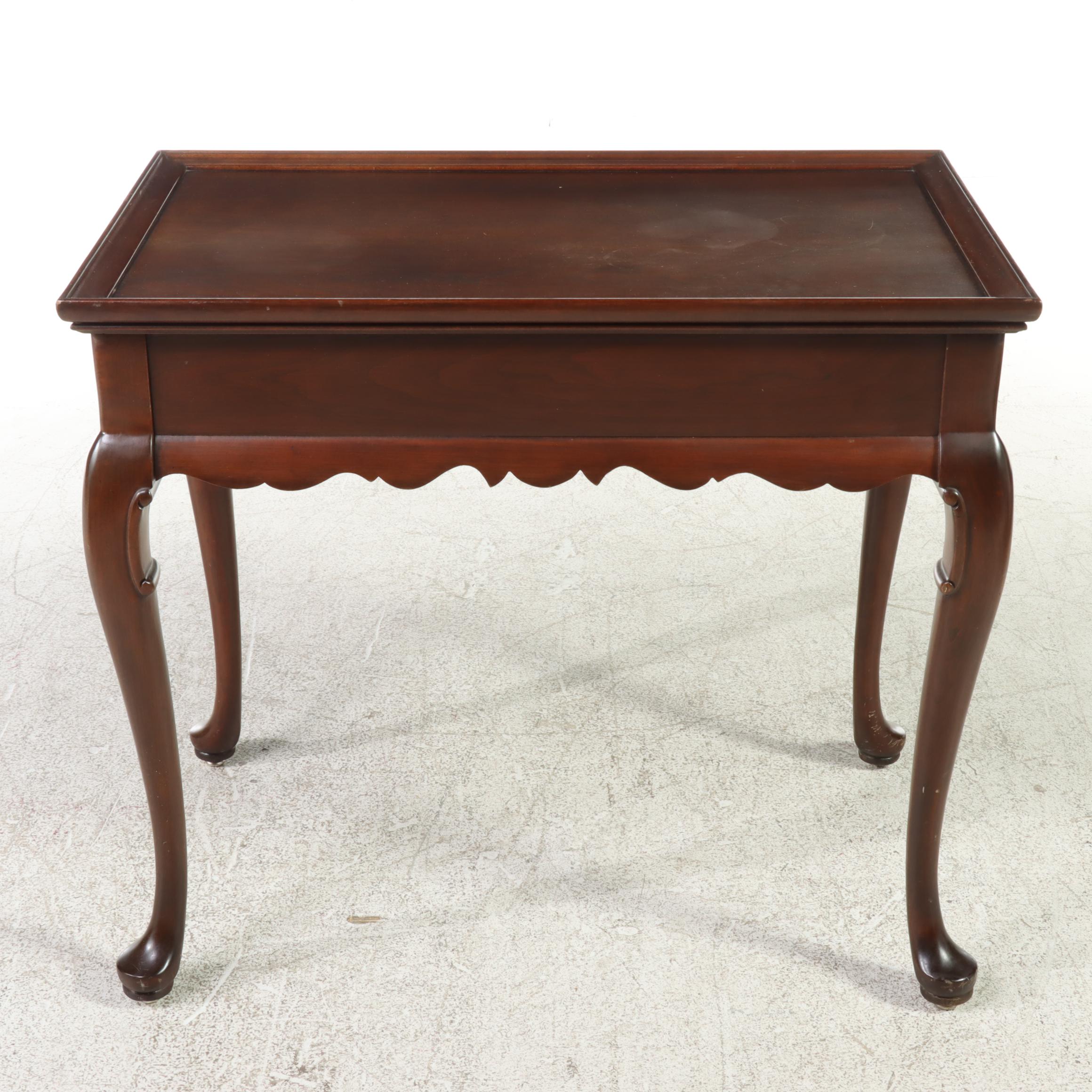 Ethan Allen Queen Anne Style Cherrywood Side Table, Late 20th Century