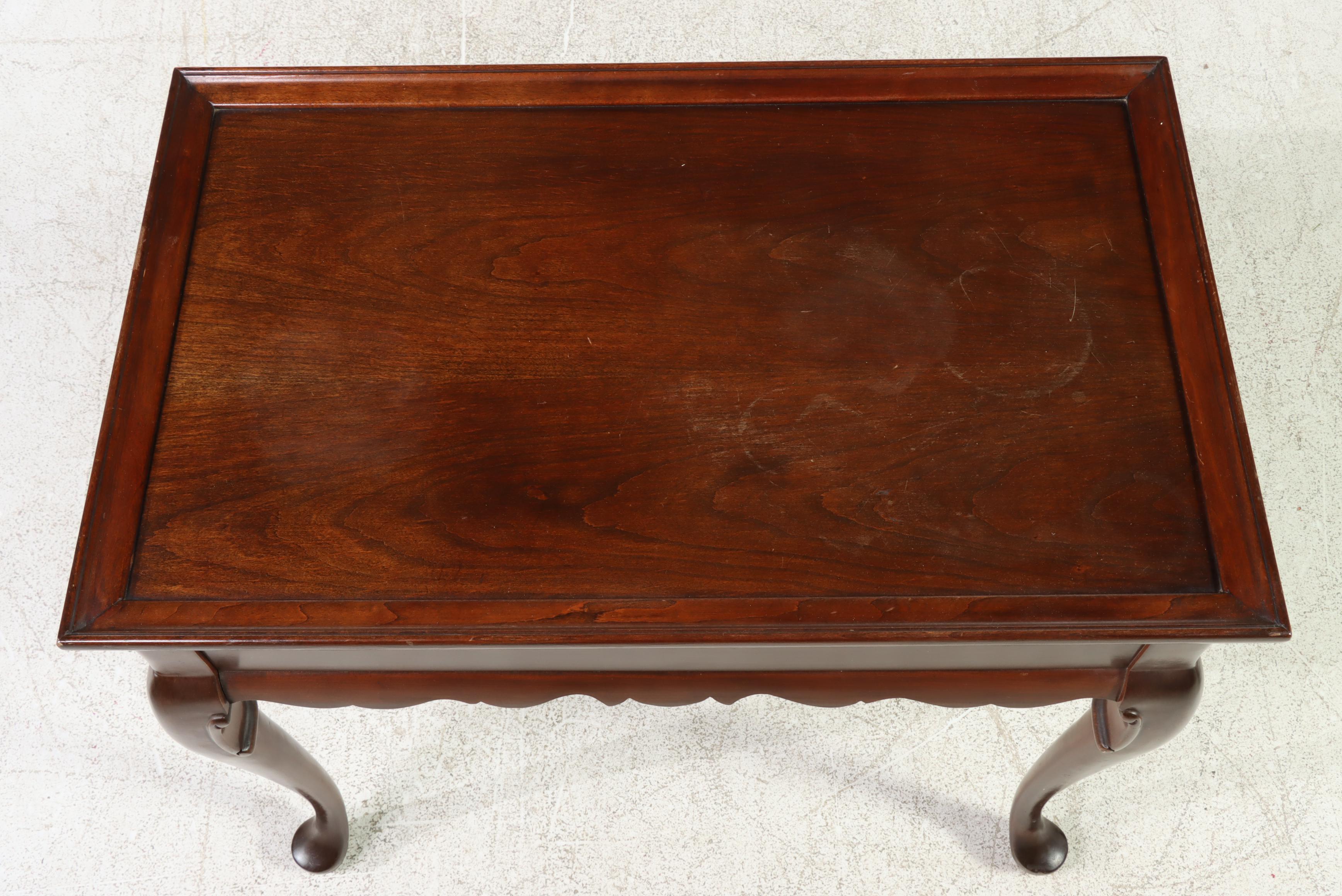 Ethan Allen Queen Anne Style Cherrywood Side Table, Late 20th Century
