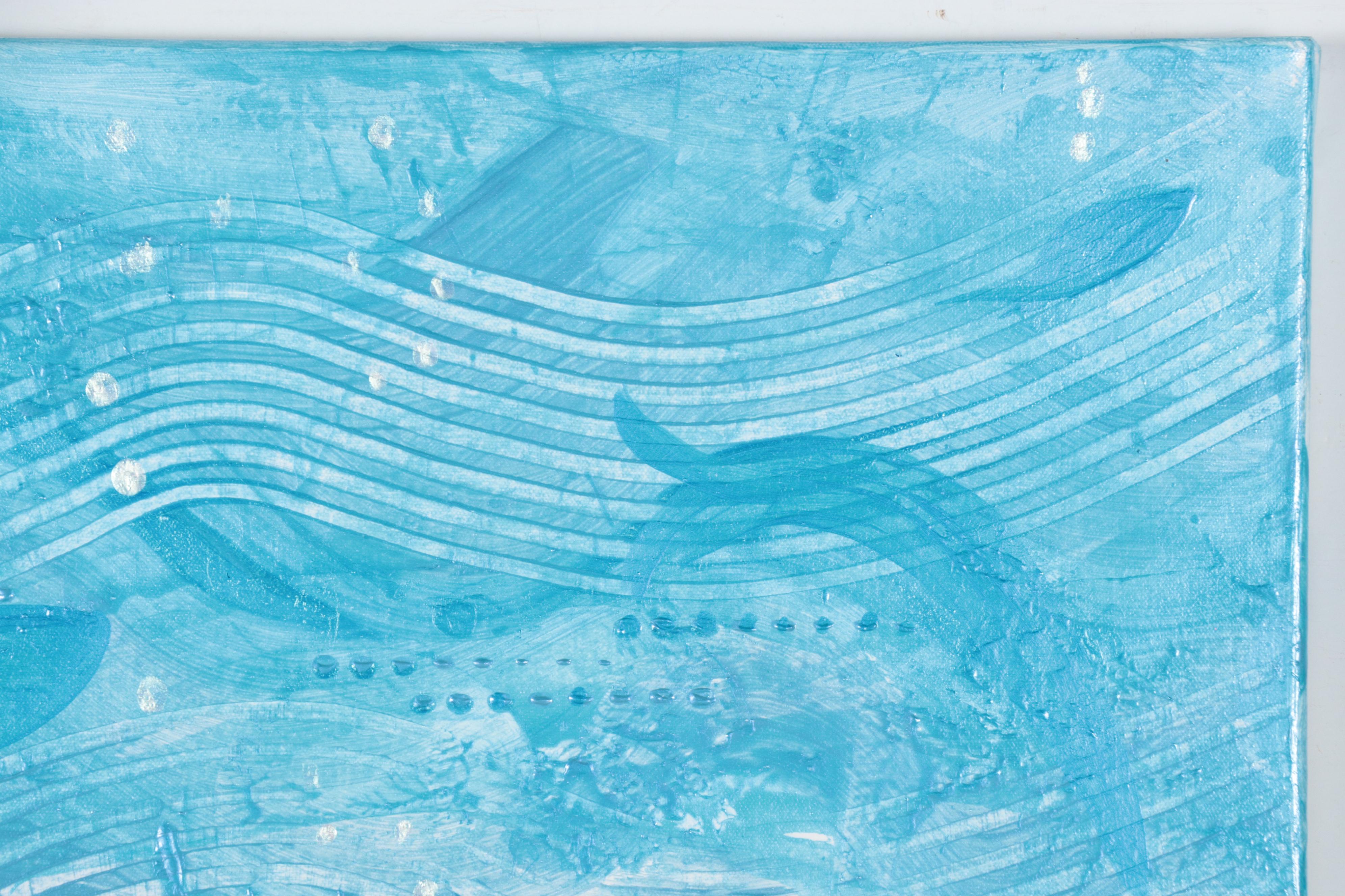 Susan Crew Acrylic Painting "Swimming with Dolphins 2", 21st Century