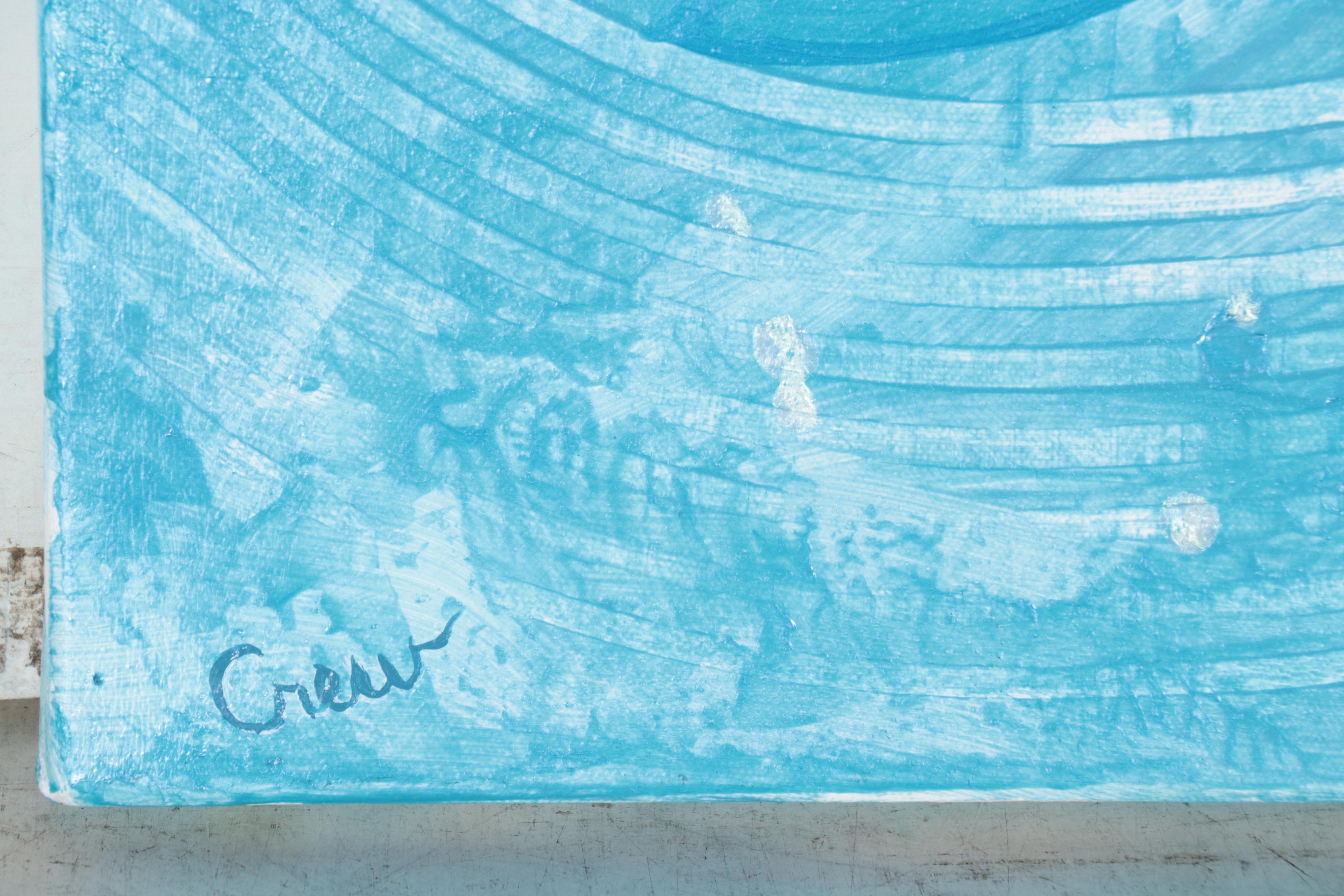 Susan Crew Acrylic Painting "Swimming with Dolphins 2", 21st Century