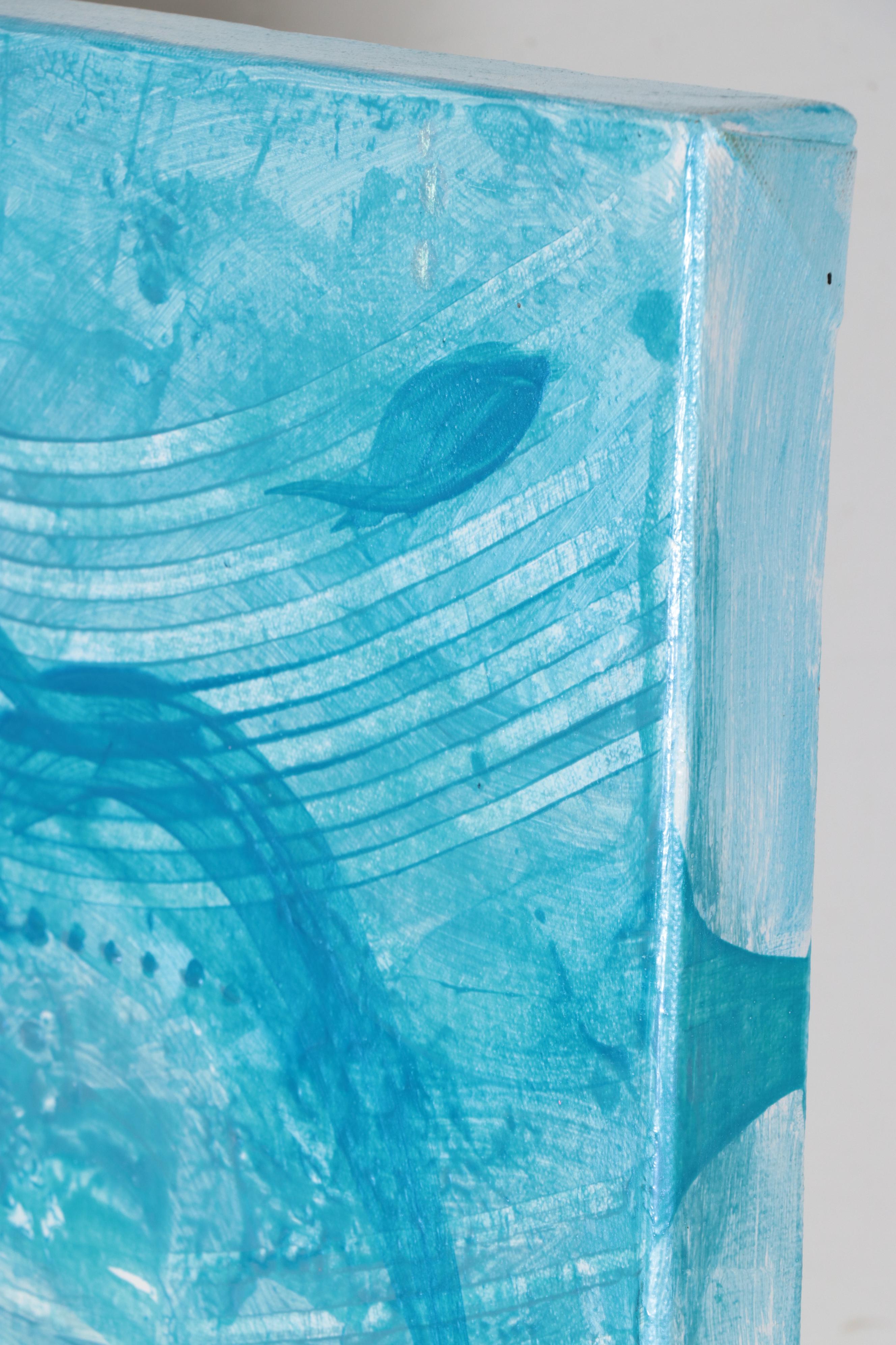 Susan Crew Acrylic Painting "Swimming with Dolphins 2", 21st Century