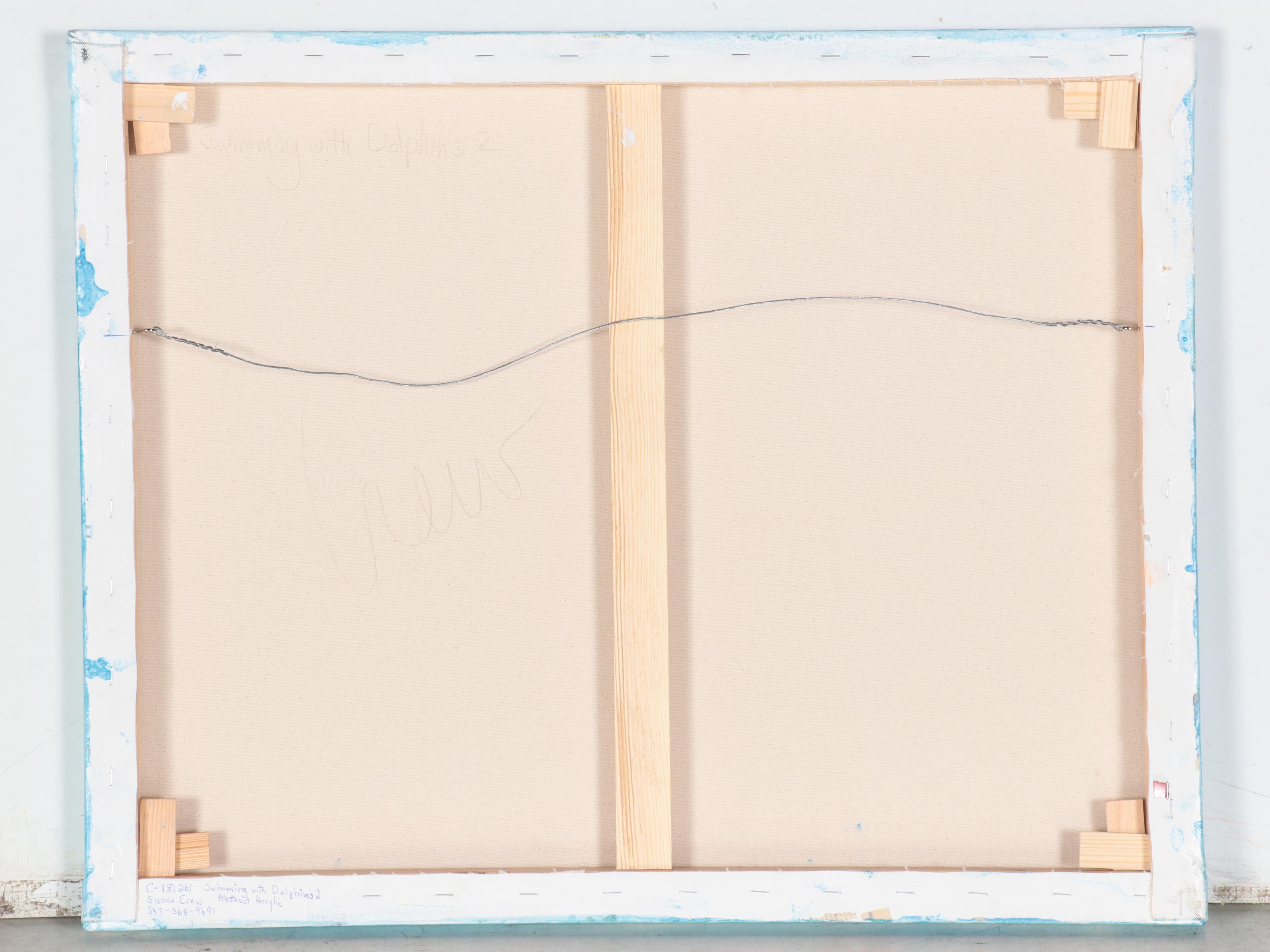 Susan Crew Acrylic Painting "Swimming with Dolphins 2", 21st Century