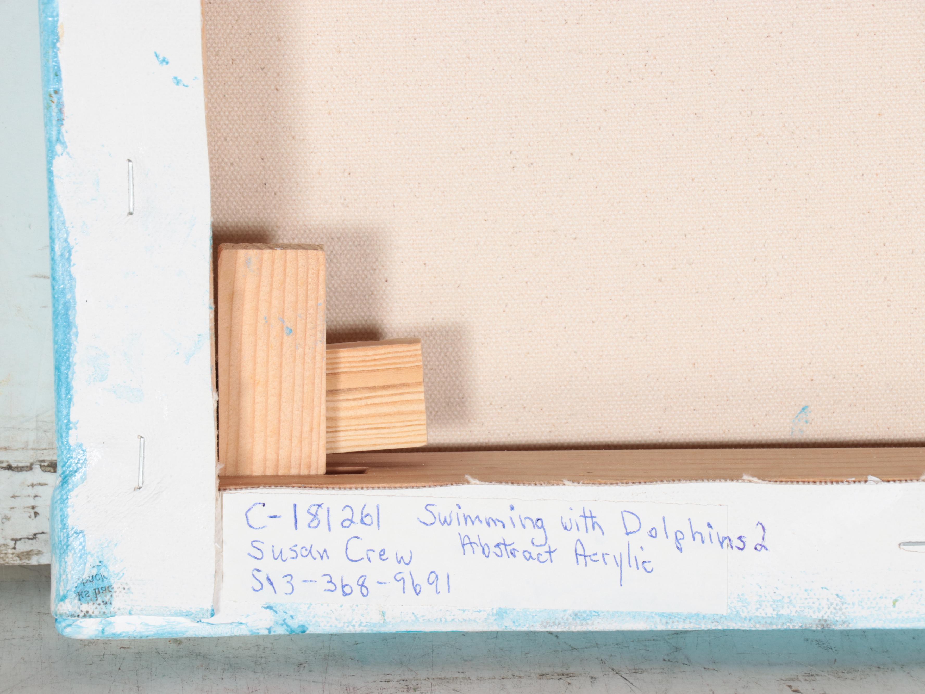 Susan Crew Acrylic Painting "Swimming with Dolphins 2", 21st Century