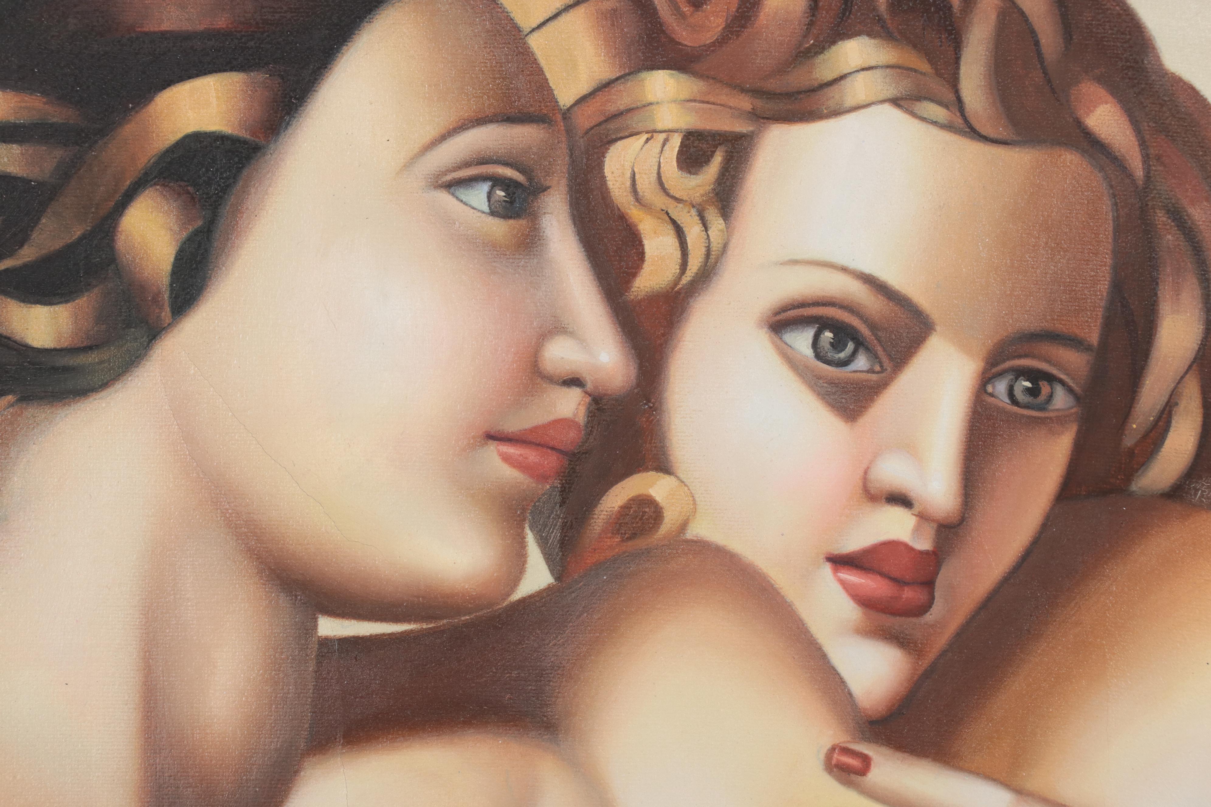 Oil Painting After Tamara de Lempicka "Spring," Late 20th Century