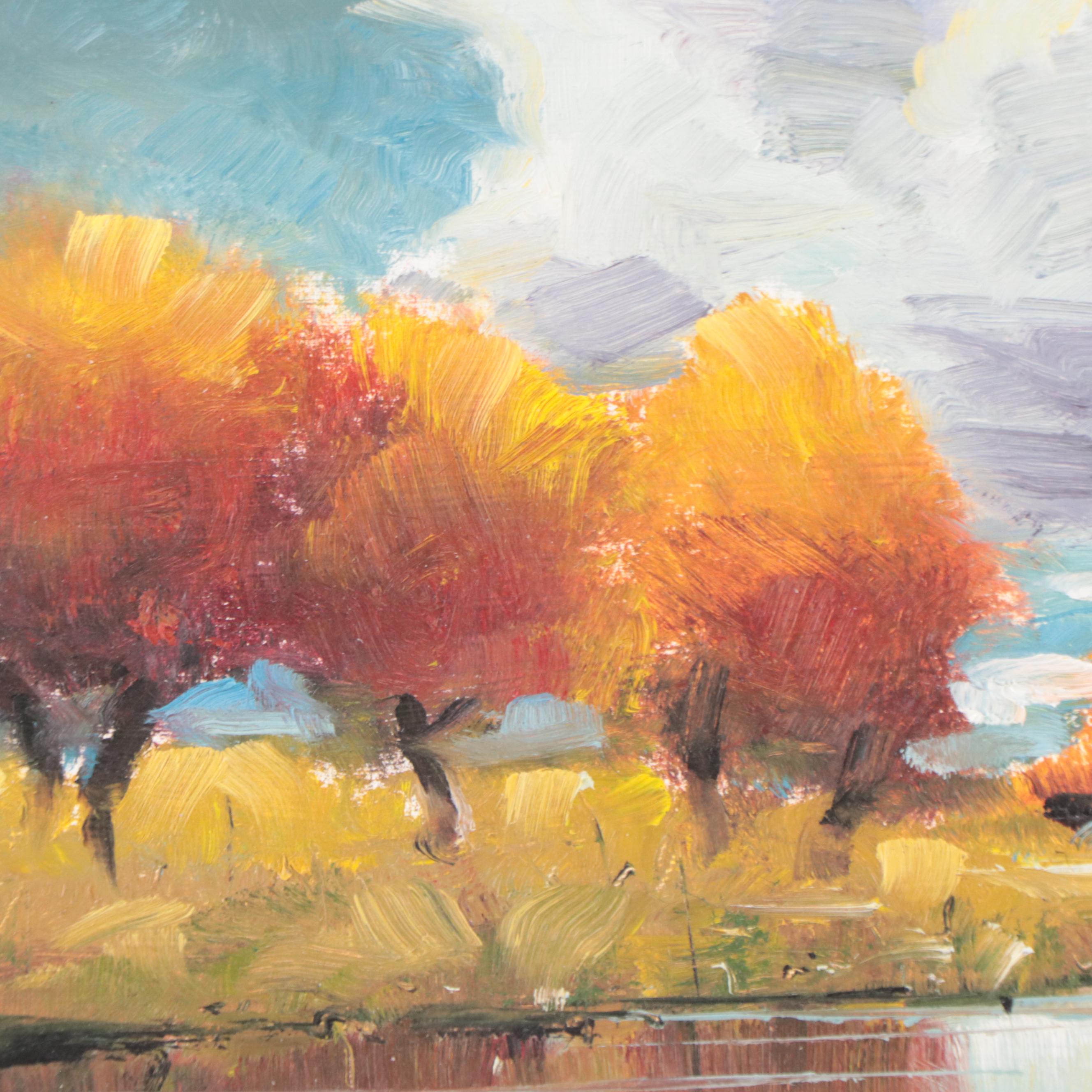 Stephen Hedgepeth Landscape Oil Painting "Fall River," 21st Century