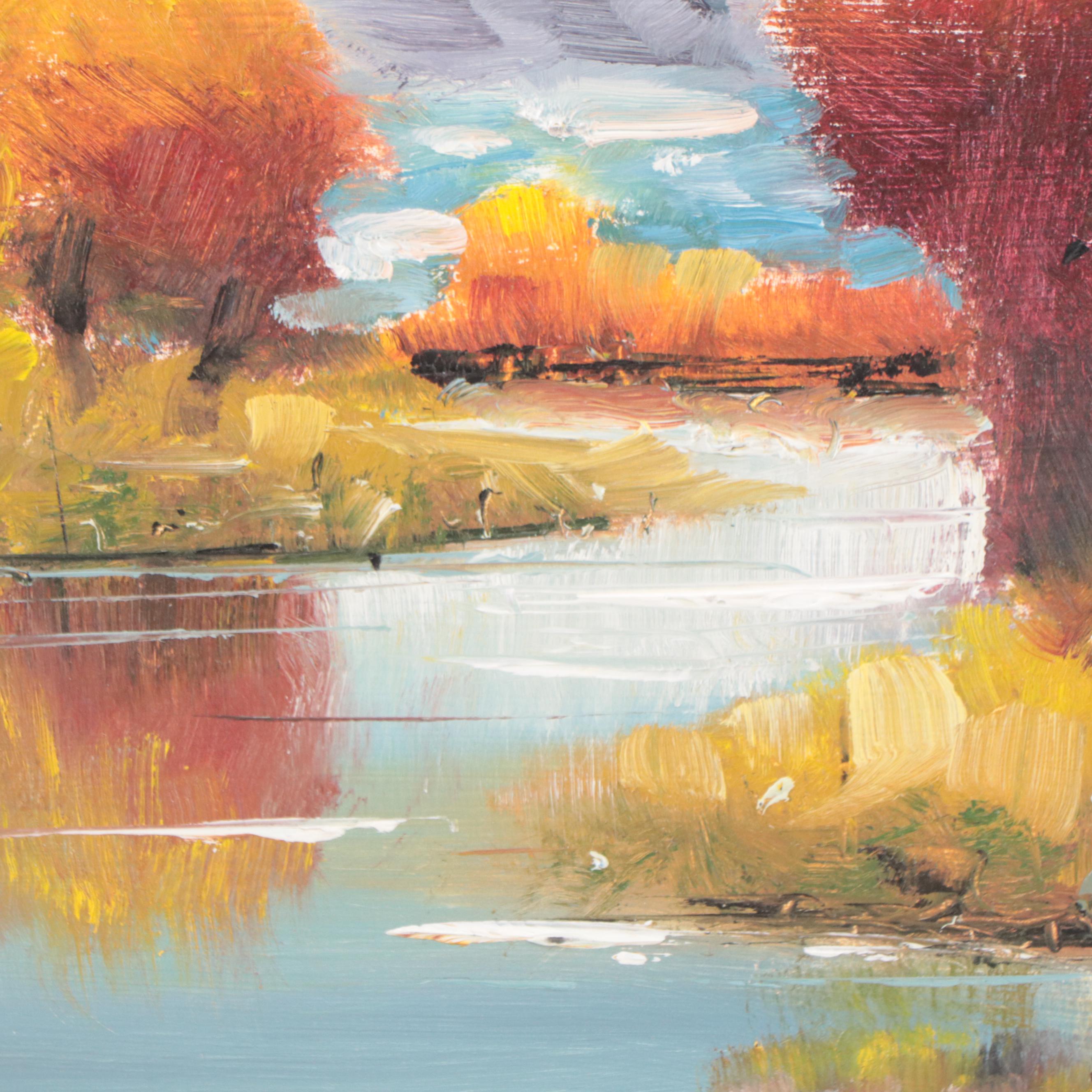 Stephen Hedgepeth Landscape Oil Painting "Fall River," 21st Century