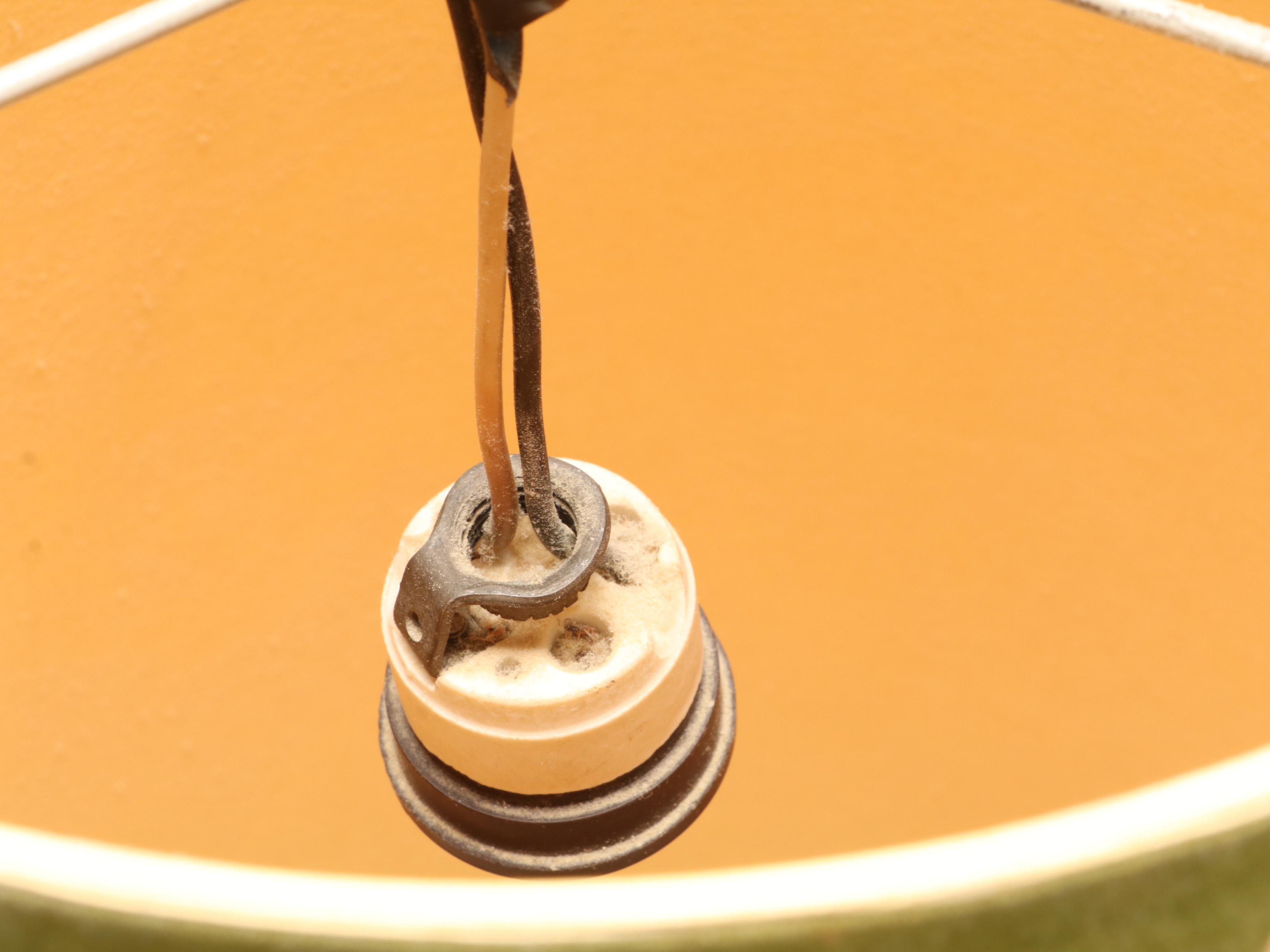 Mid Century Modern Green Glass Pendant Light With Velvet Accented Drum Shade