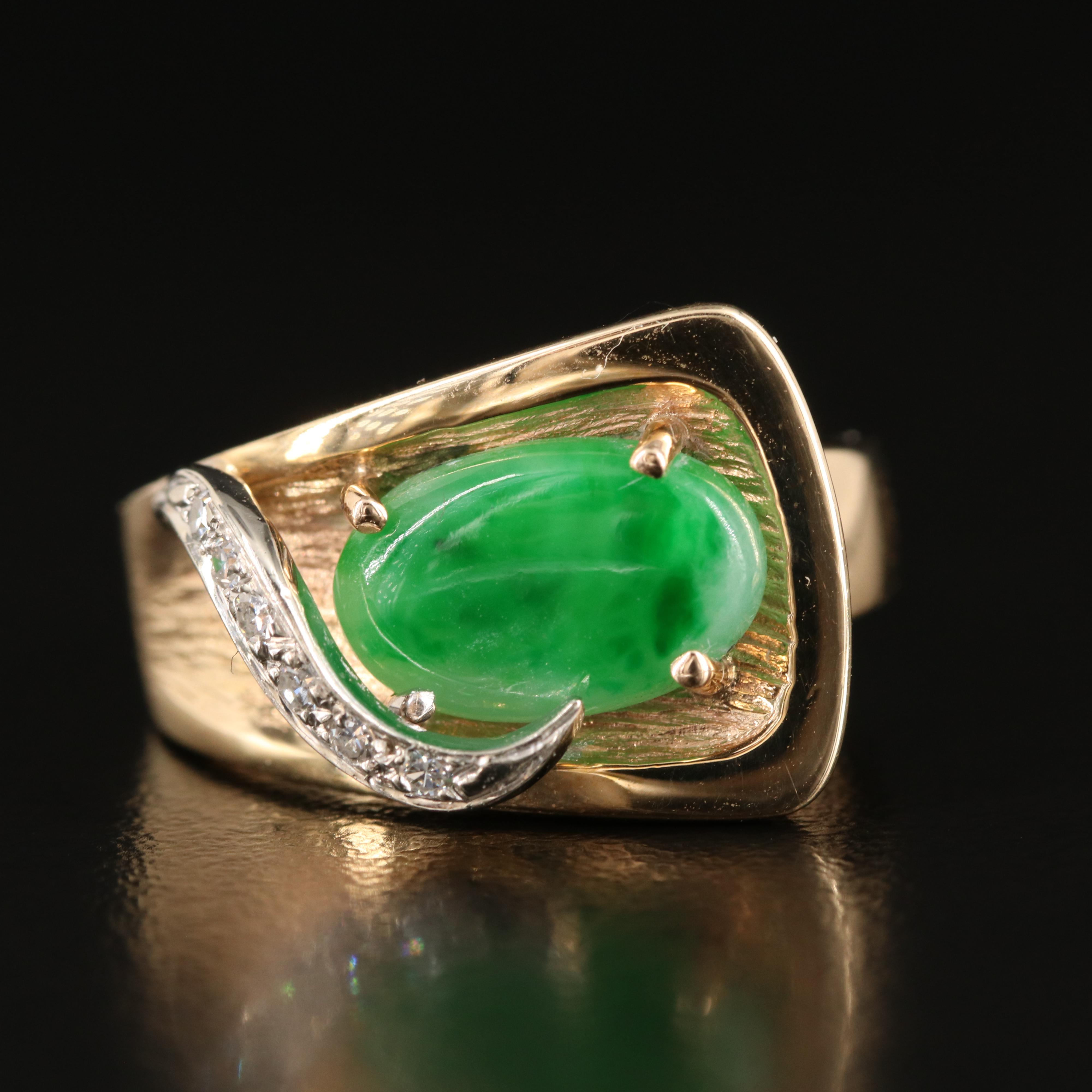 14K Jadeite and Diamond Ring
