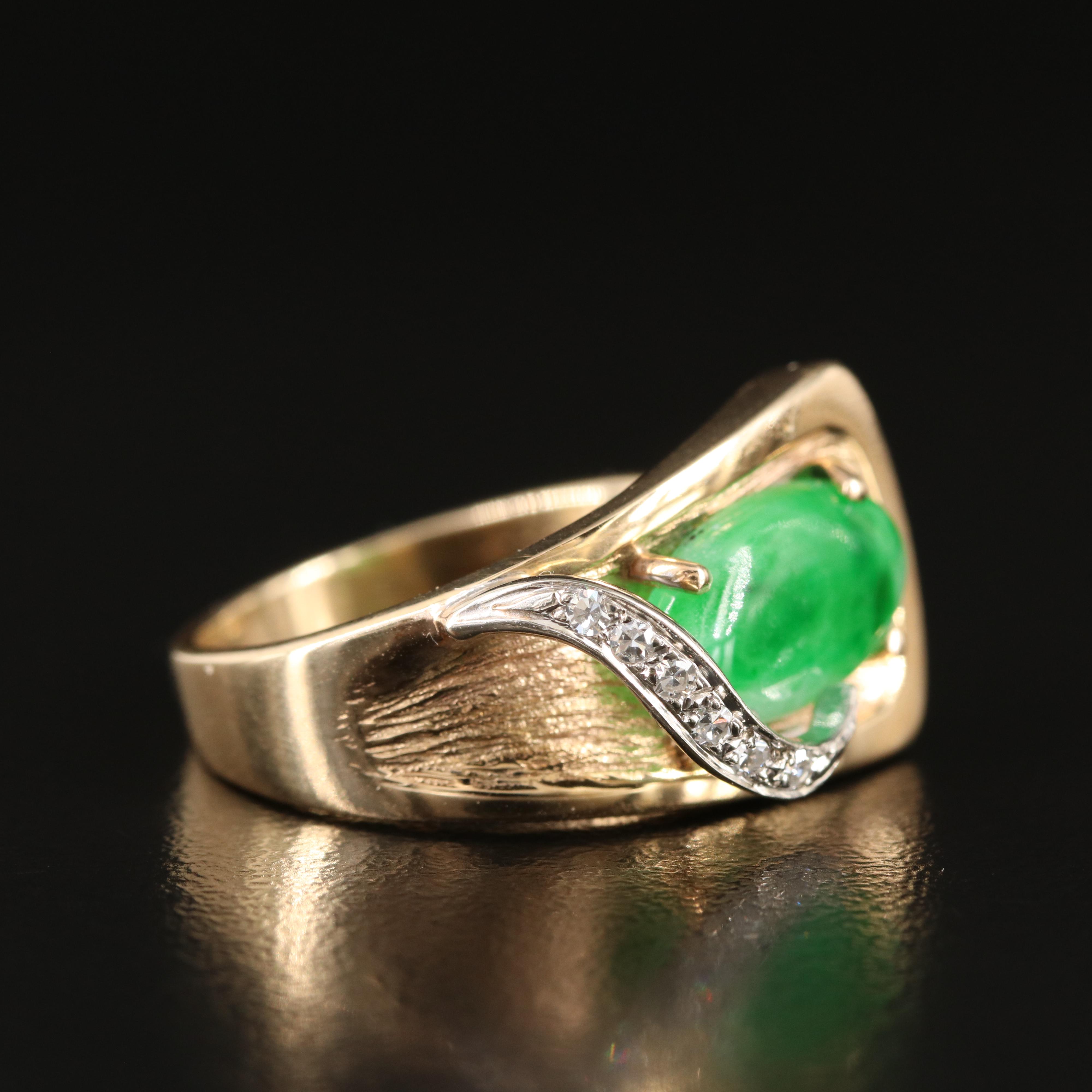14K Jadeite and Diamond Ring