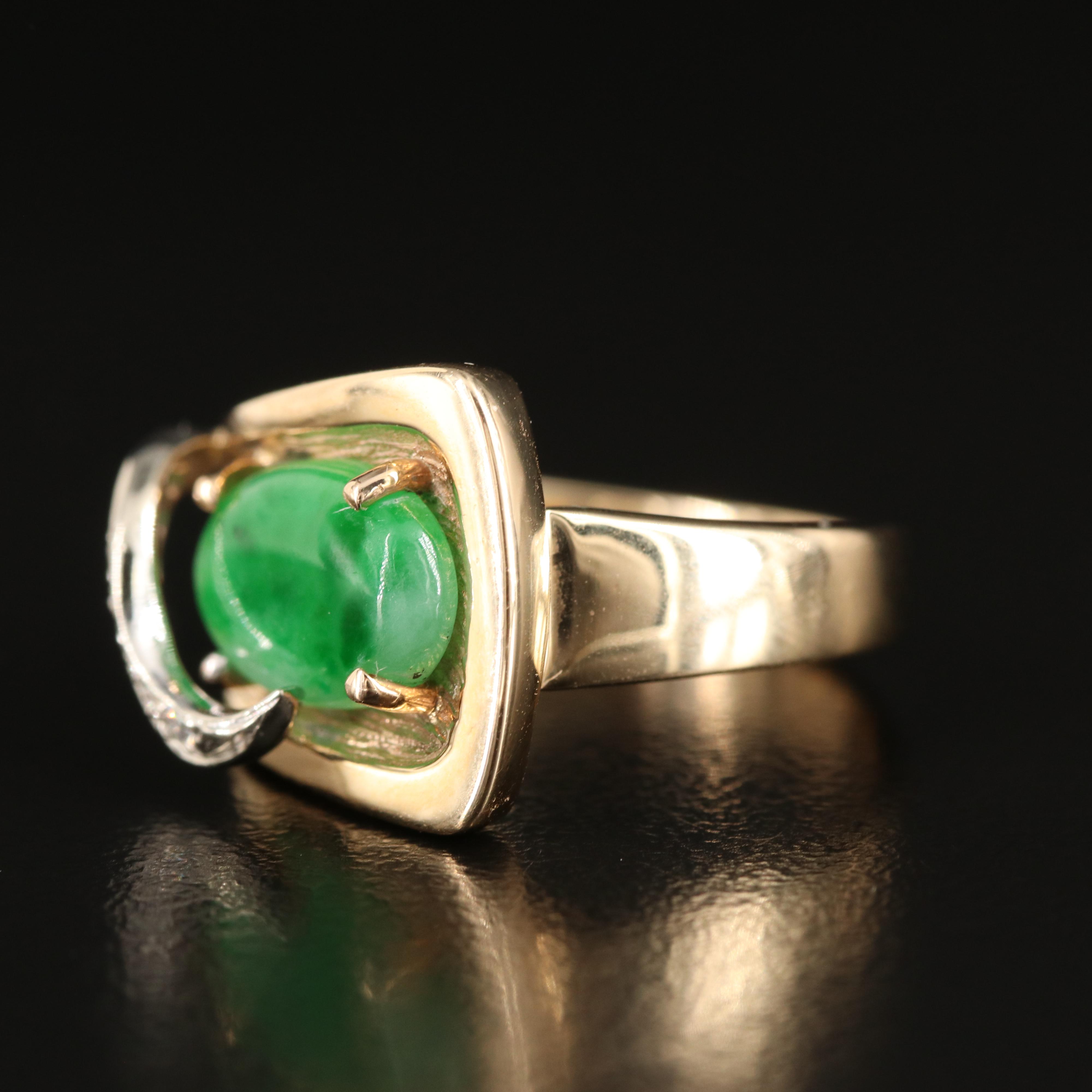 14K Jadeite and Diamond Ring