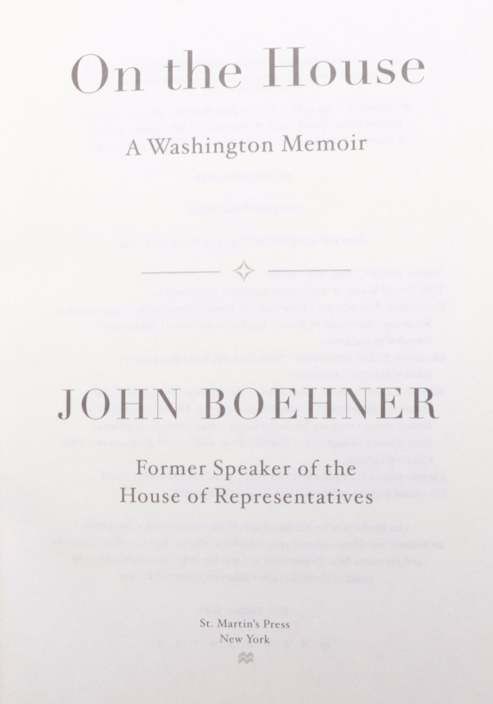 First Edition "On the House" by John Boehner and More Nonfiction Books