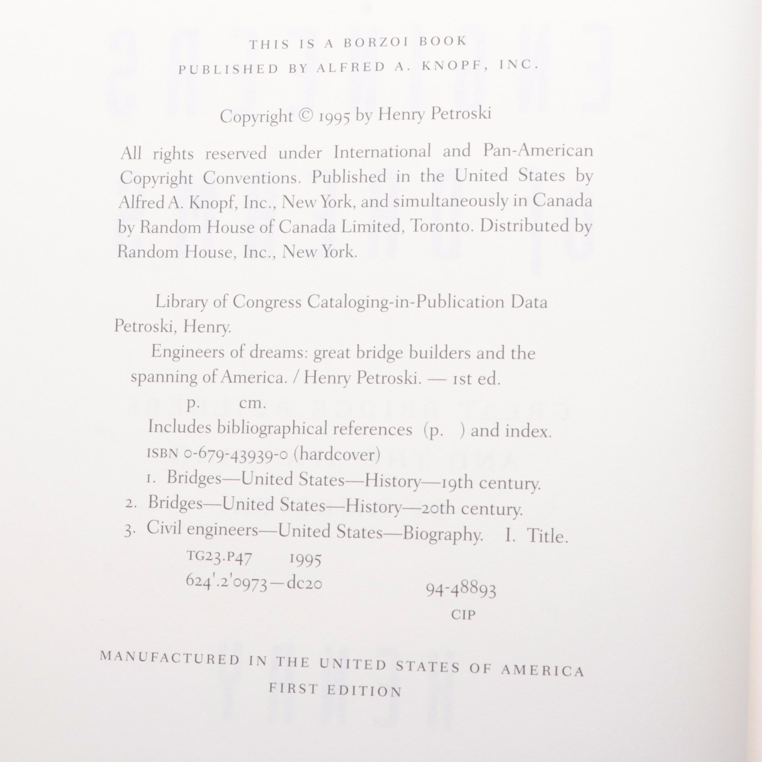 First Edition "Engineers of Dreams" by Henry Petroski and More Nonfiction Books
