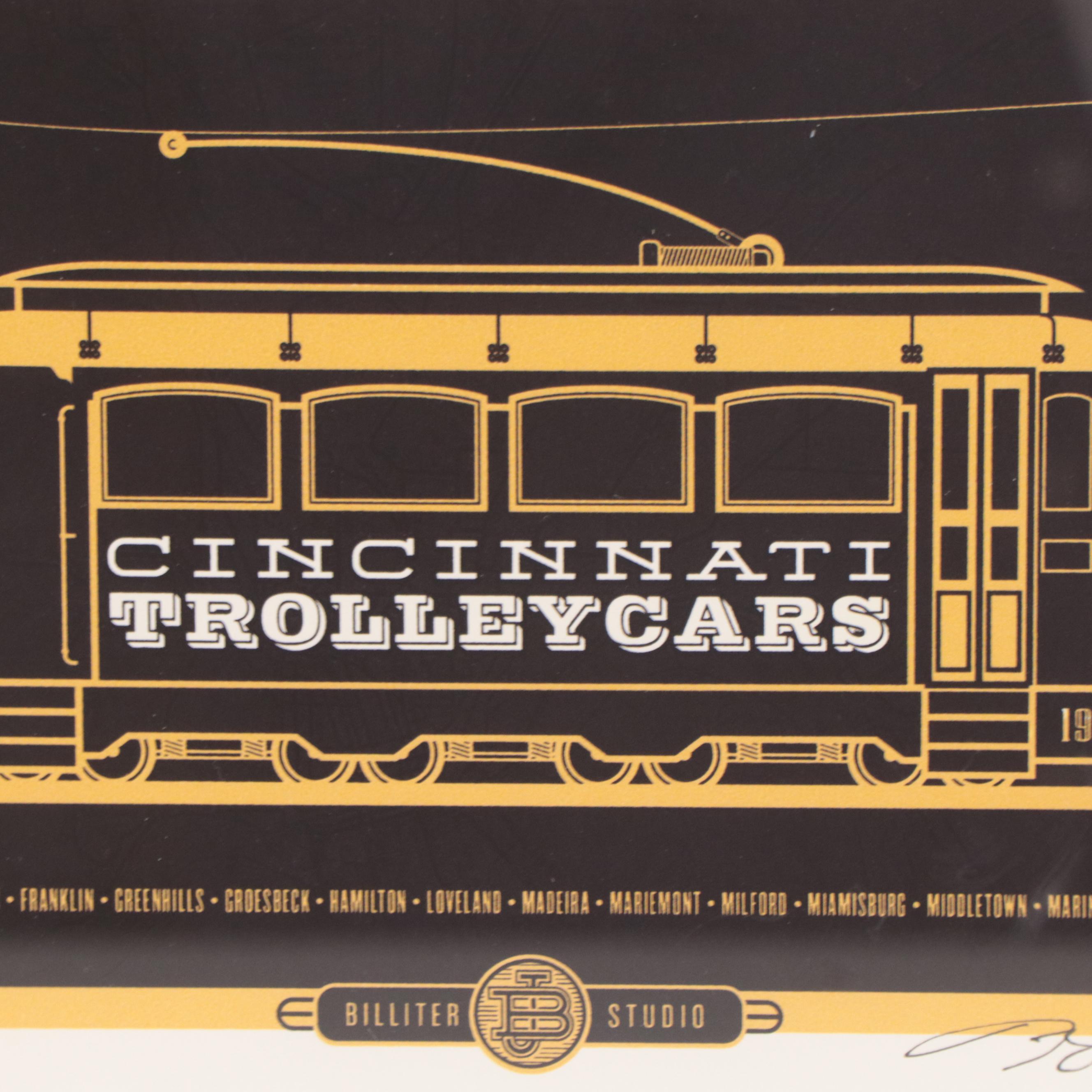 James Billiter Serigraph "Cincinnati Trolleycars"