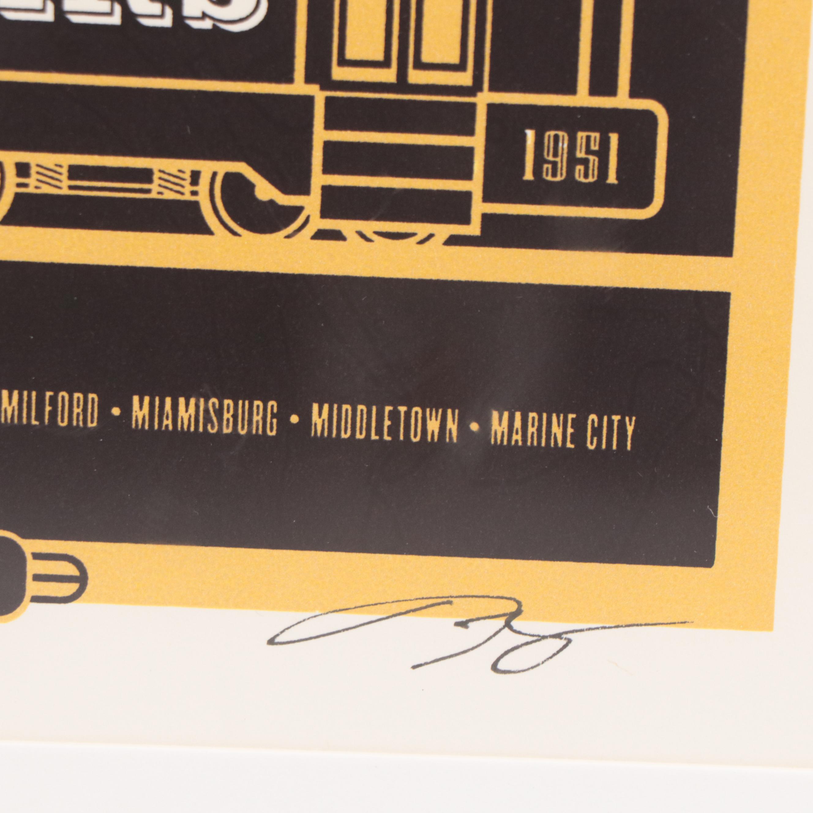 James Billiter Serigraph "Cincinnati Trolleycars"