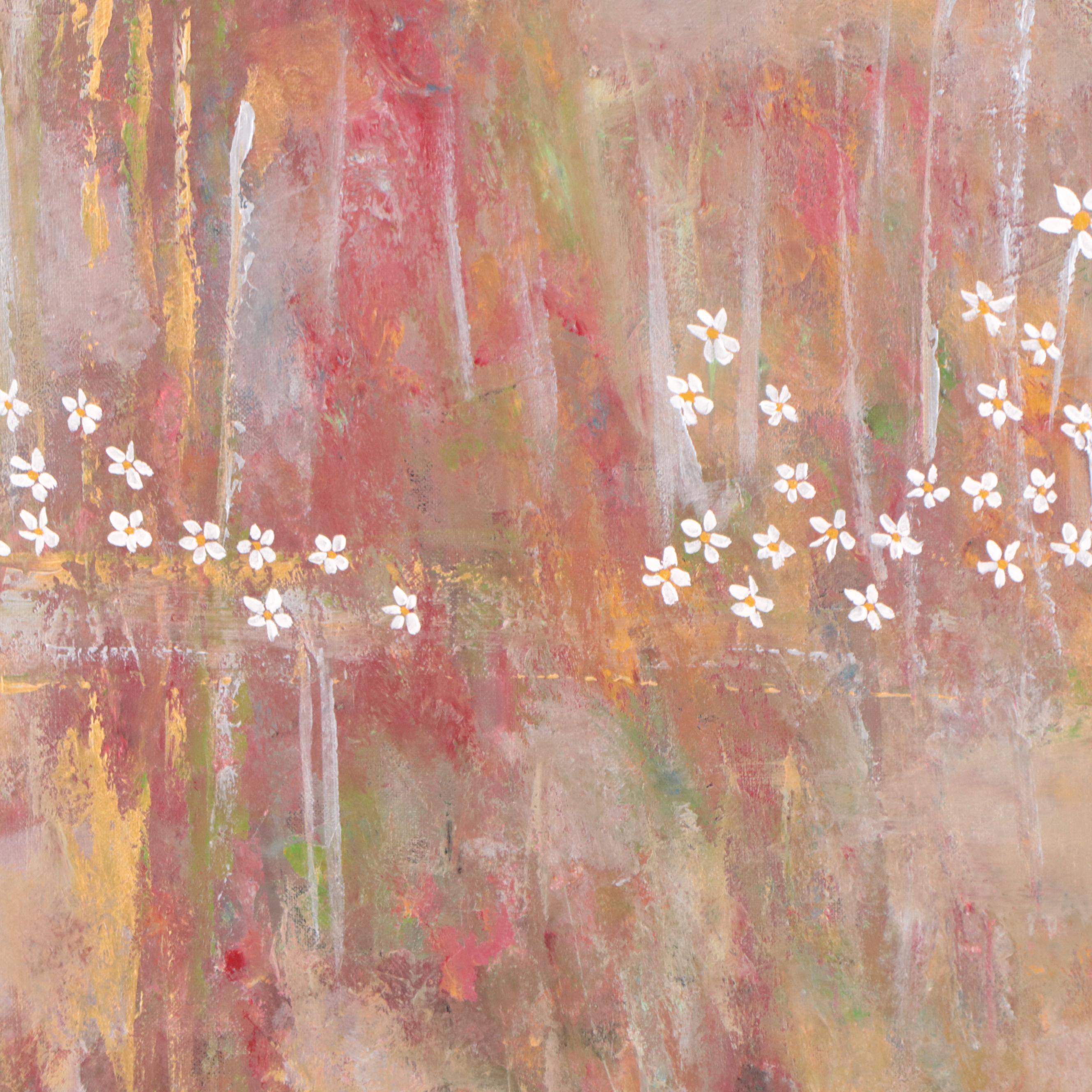 Saul Gefen Acrylic Painting "Sunset by the Lake," 2023