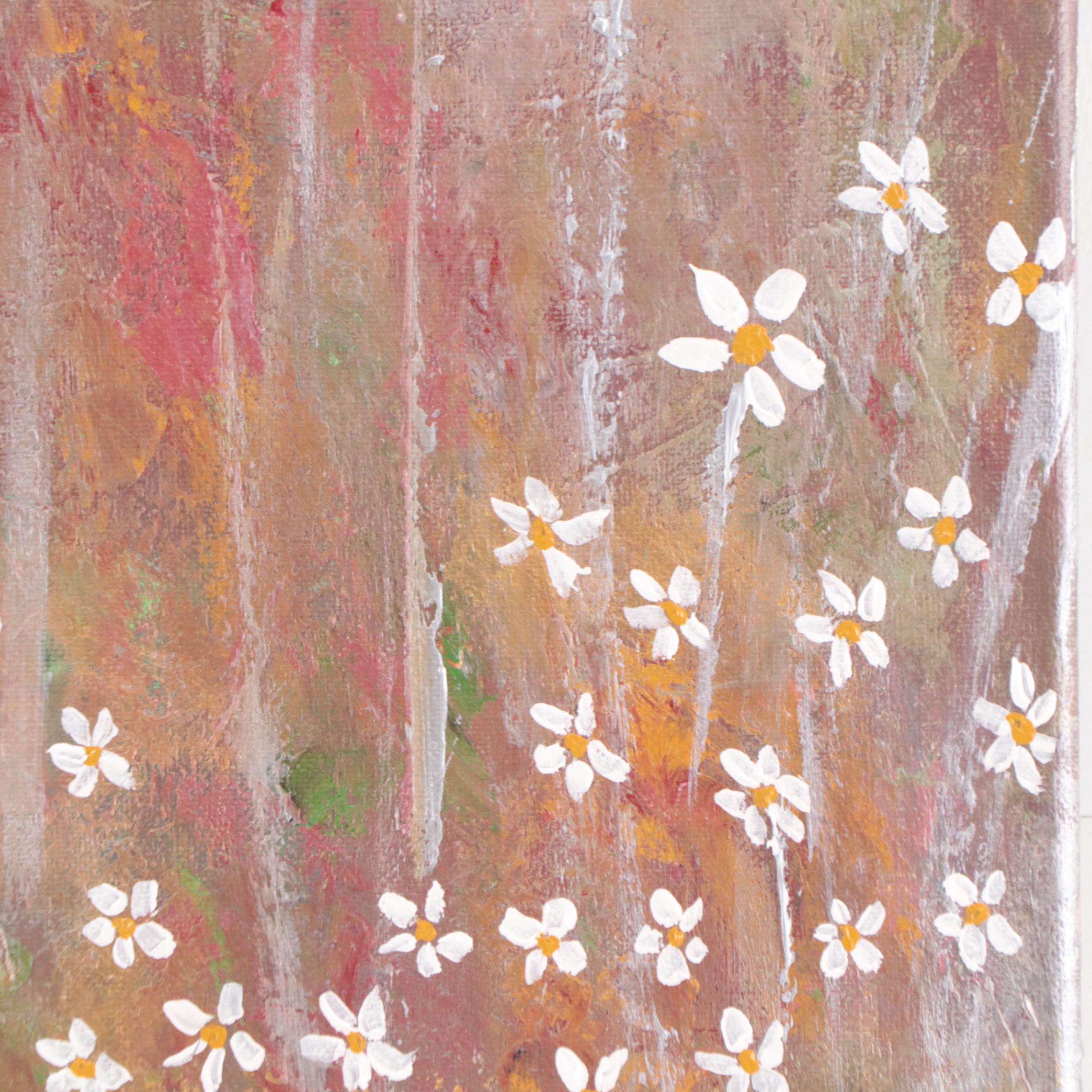 Saul Gefen Acrylic Painting "Sunset by the Lake," 2023