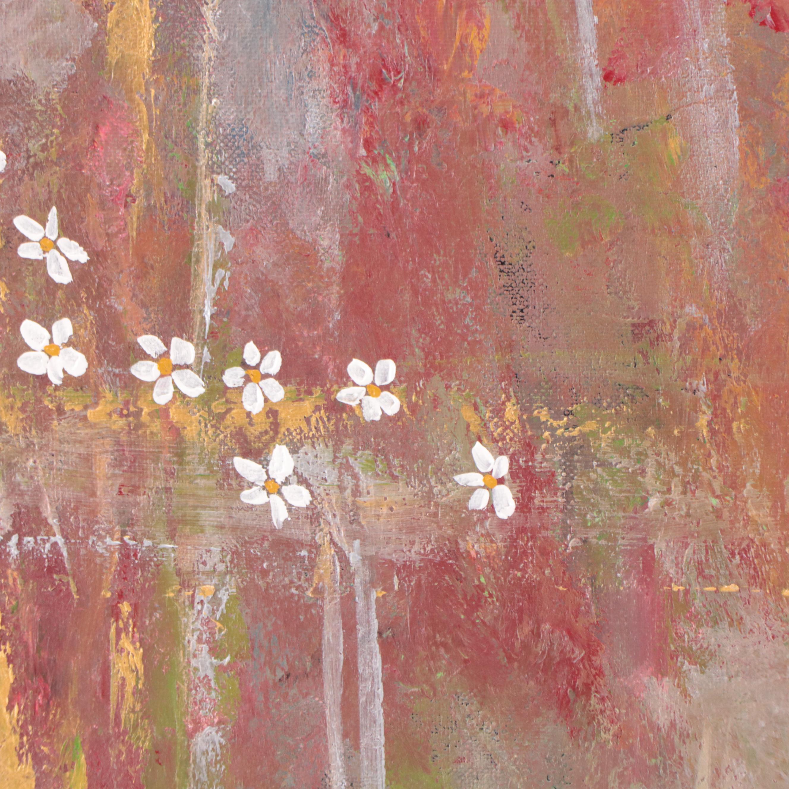 Saul Gefen Acrylic Painting "Sunset by the Lake," 2023