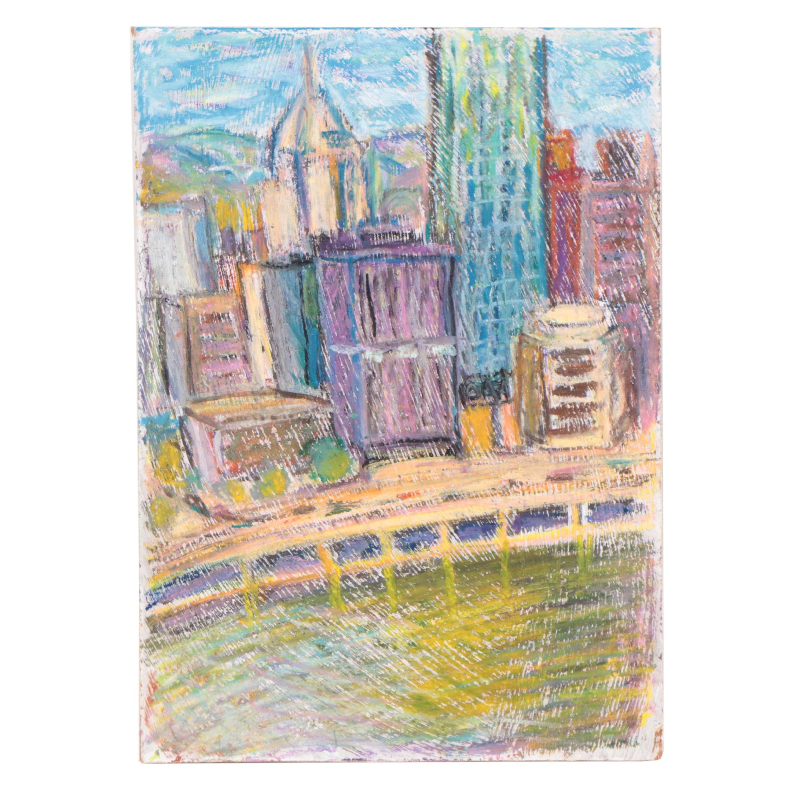 Marina Mozhayeva Cityscape Crayon Drawing, 2010
