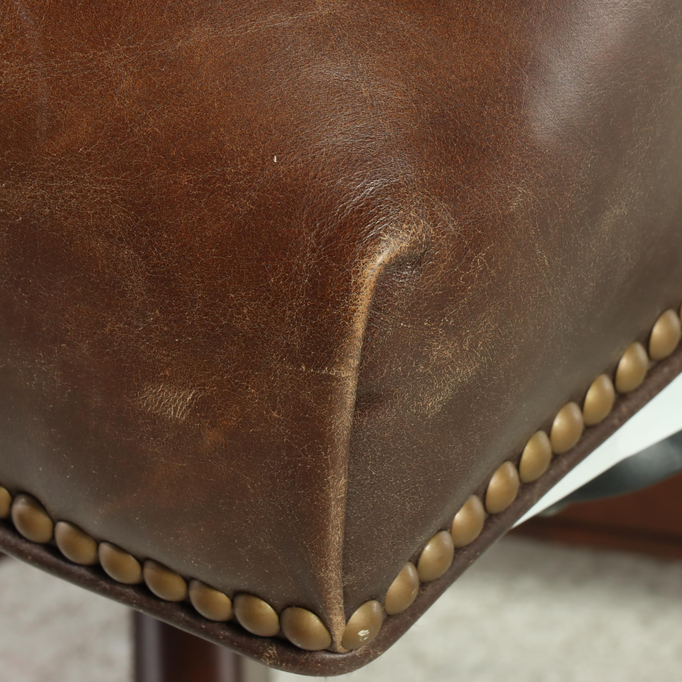 Hooker Furniture Brown Leather Swivel-Tilt Adjustable Desk Chair with Nailheads