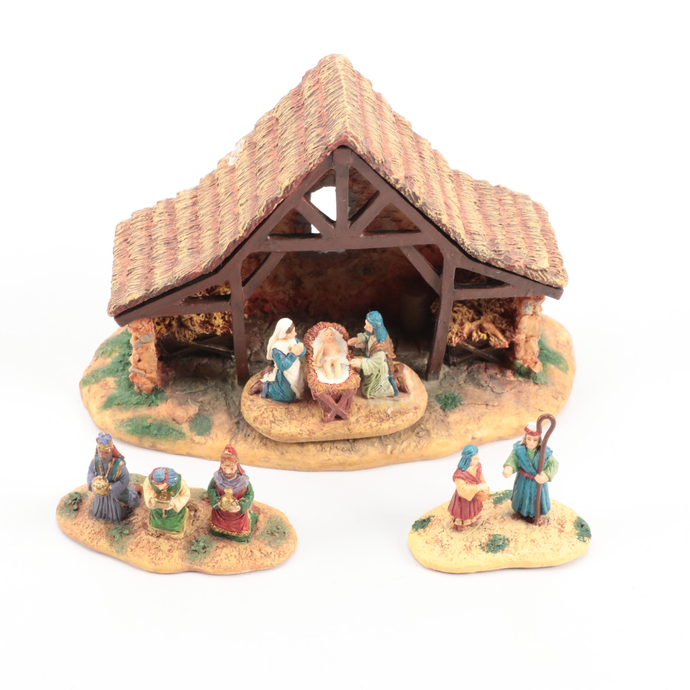 Hawthorne Nativity Set With Other Christmas Village Buildings and Accessories