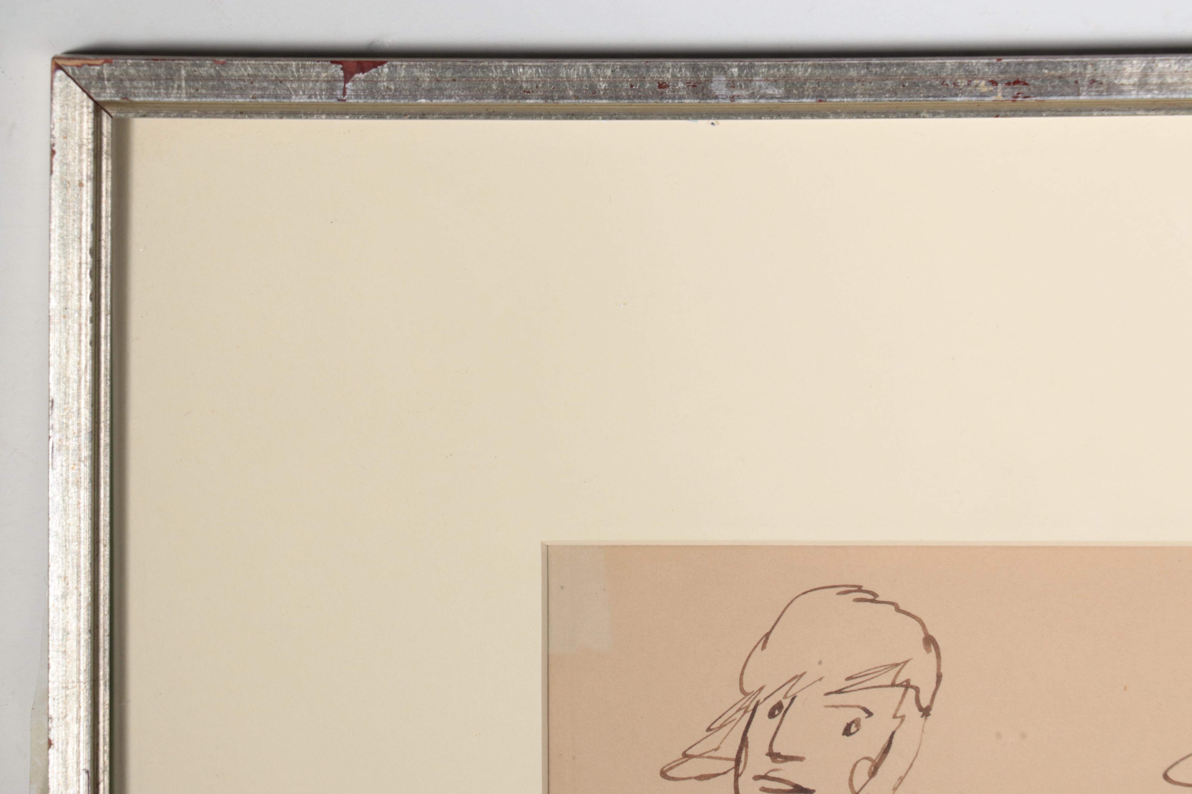 Walt Kuhn Ink Drawing "Two Nude Women Standing"