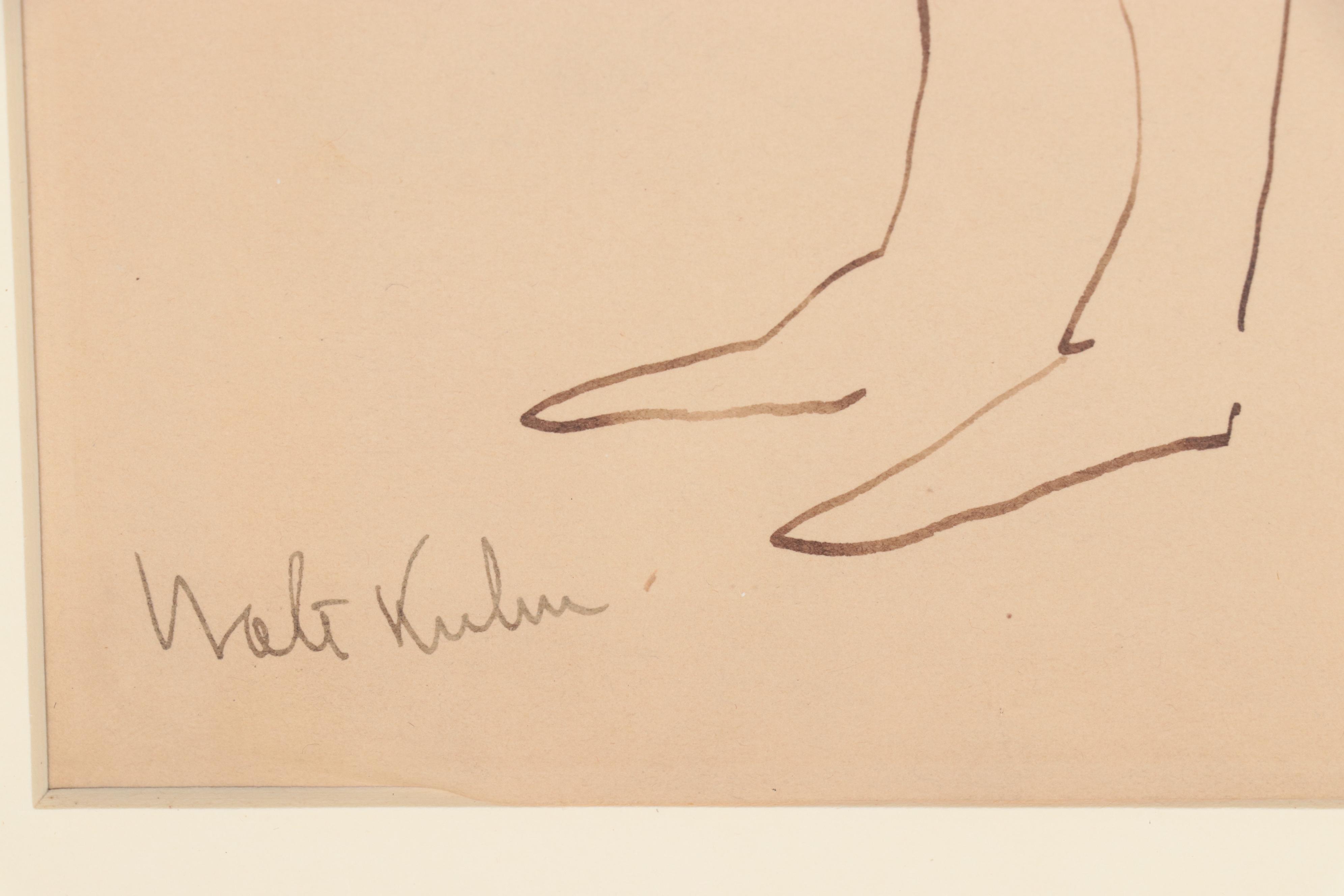 Walt Kuhn Ink Drawing "Two Nude Women Standing"