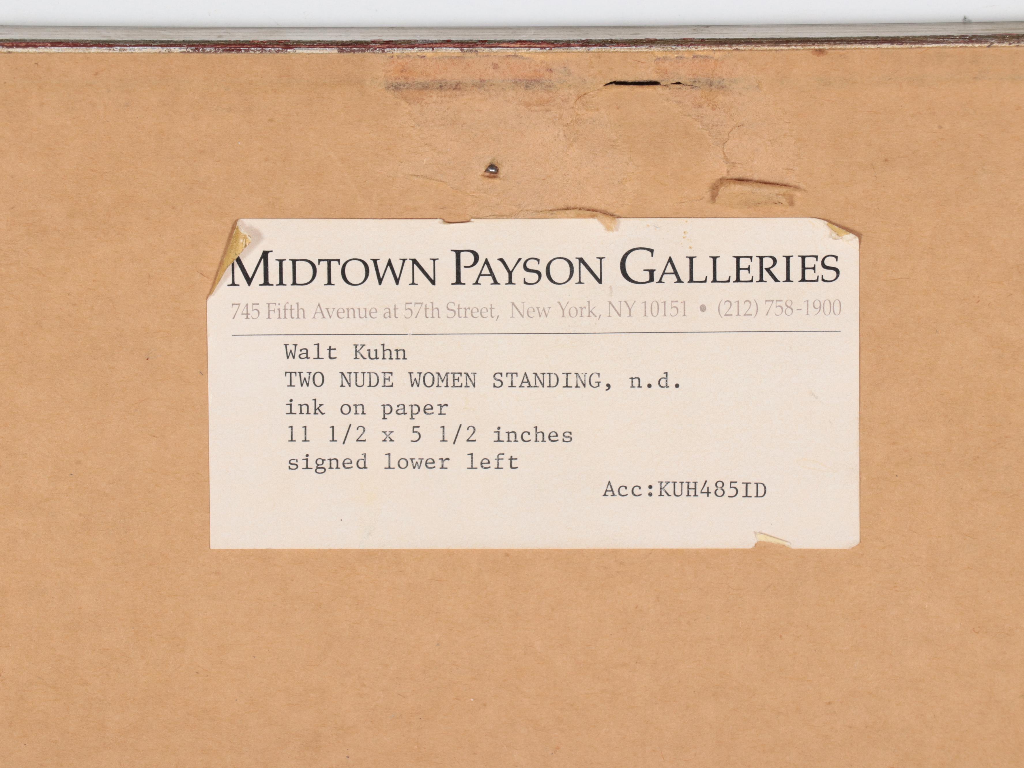 Walt Kuhn Ink Drawing "Two Nude Women Standing"