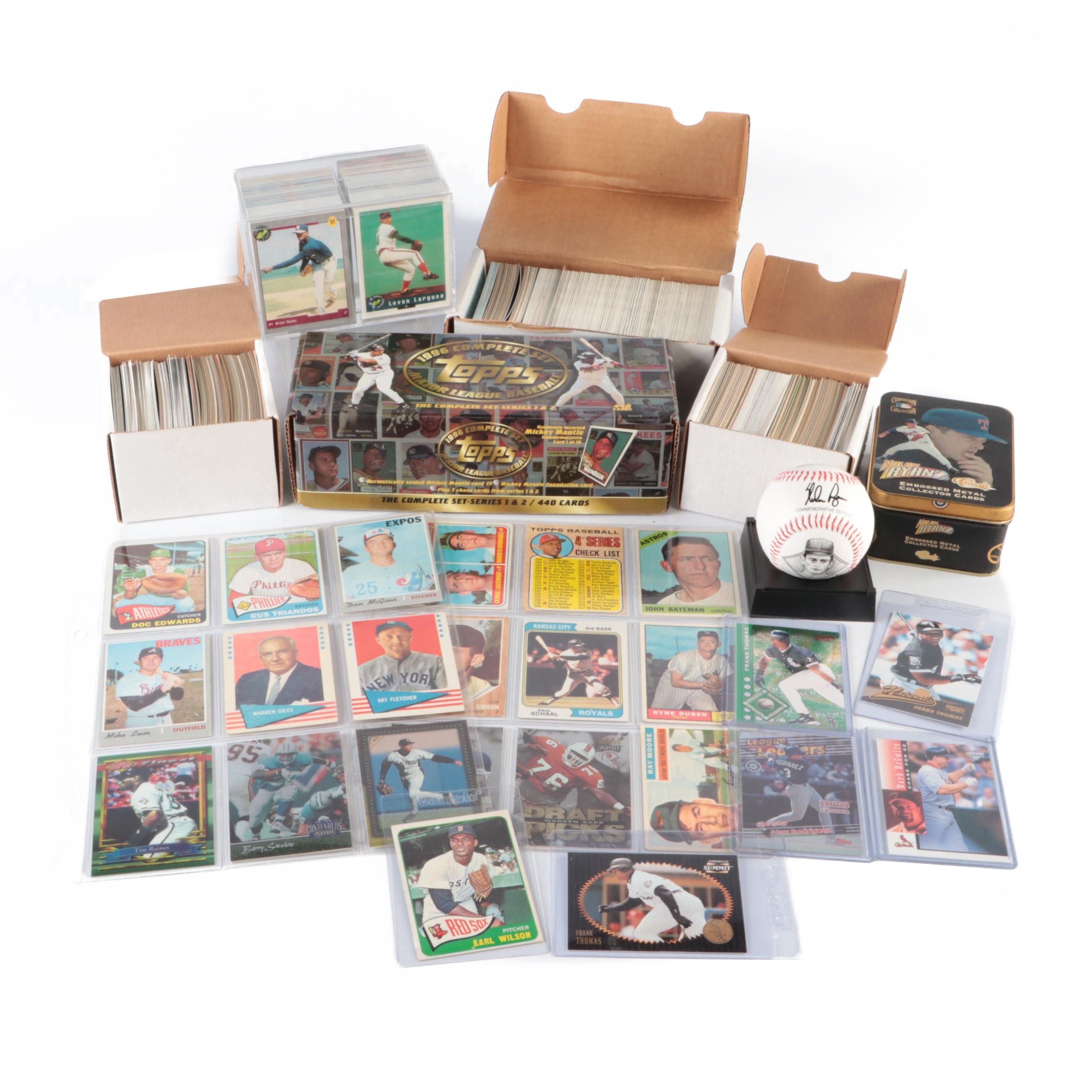 Nolan Ryan Commemorative Baseball with Topps Sports Cards and More, 1950s–2000s