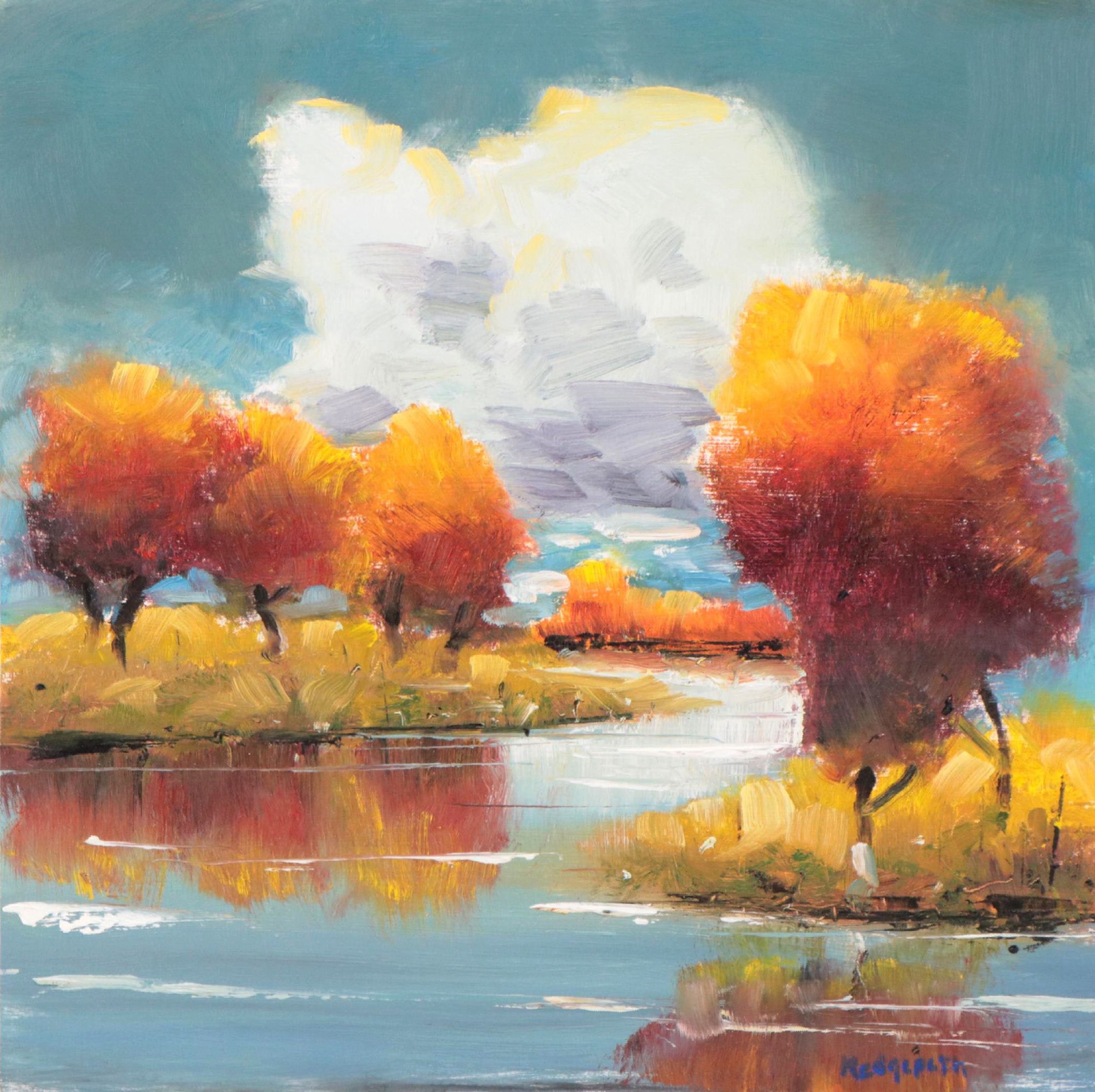 Stephen Hedgepeth Landscape Oil Painting "Fall River," 21st Century