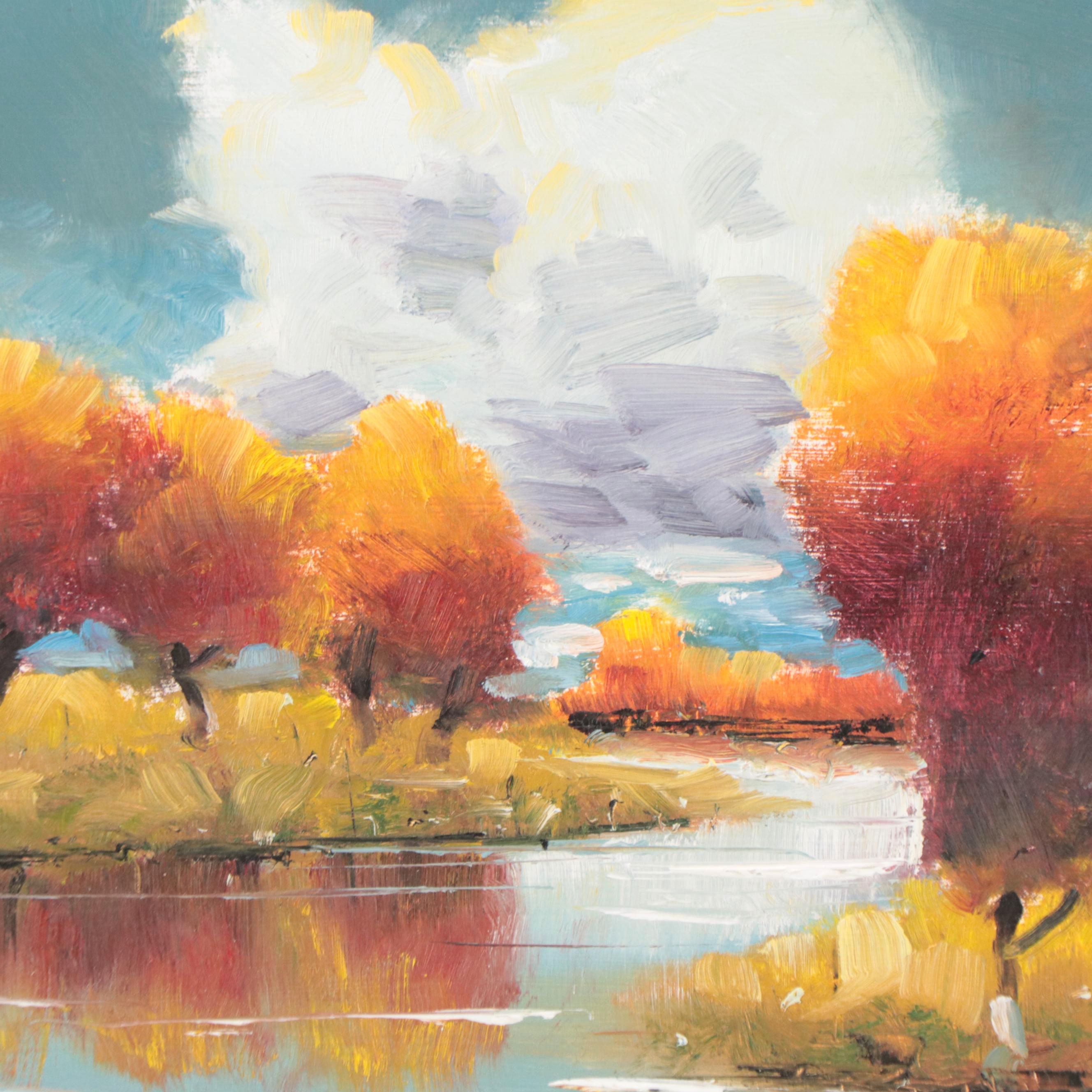 Stephen Hedgepeth Landscape Oil Painting "Fall River," 21st Century