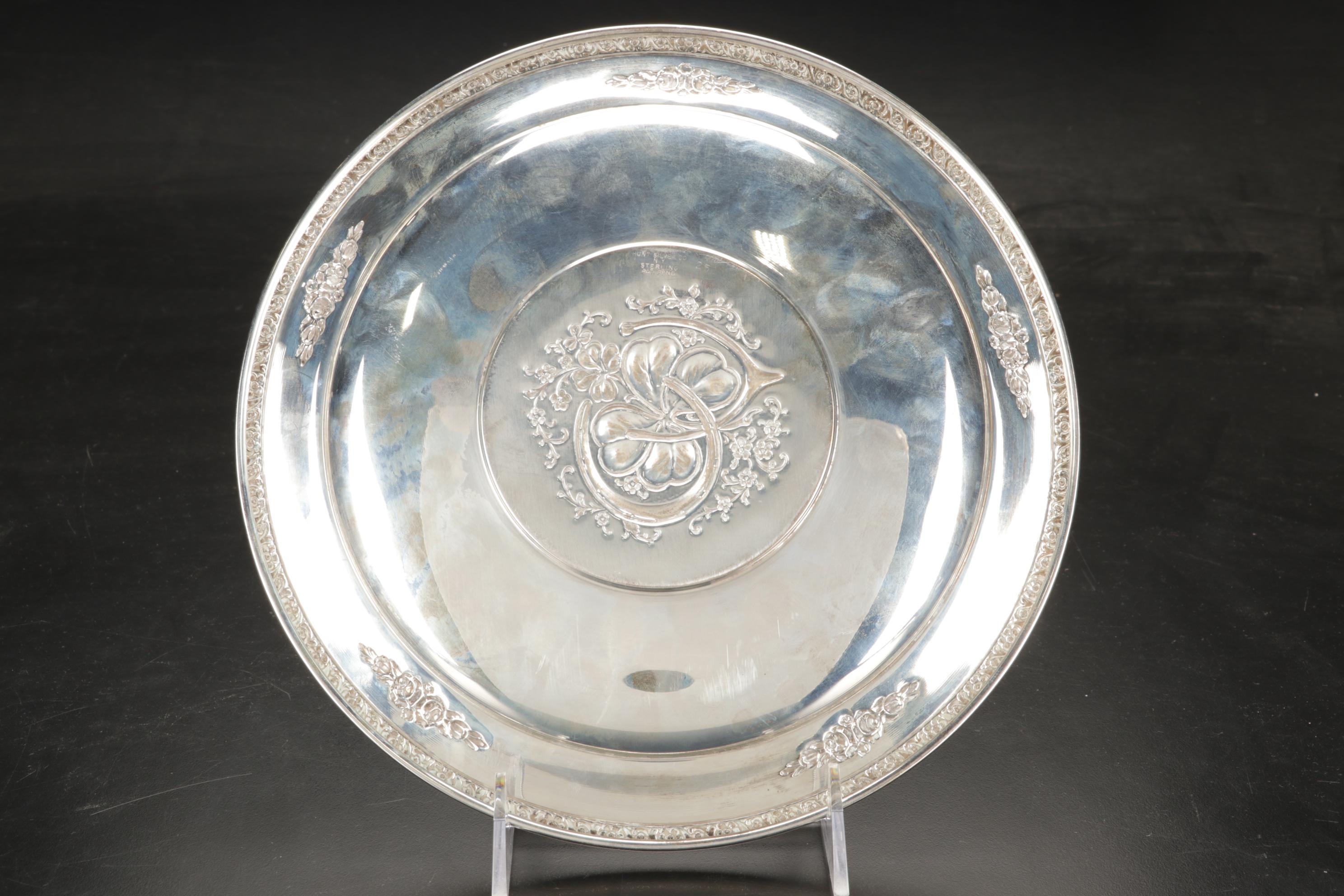 Hunt Silver Co. Lucky Sterling Silver Platter with Gorham and Other Tableware
