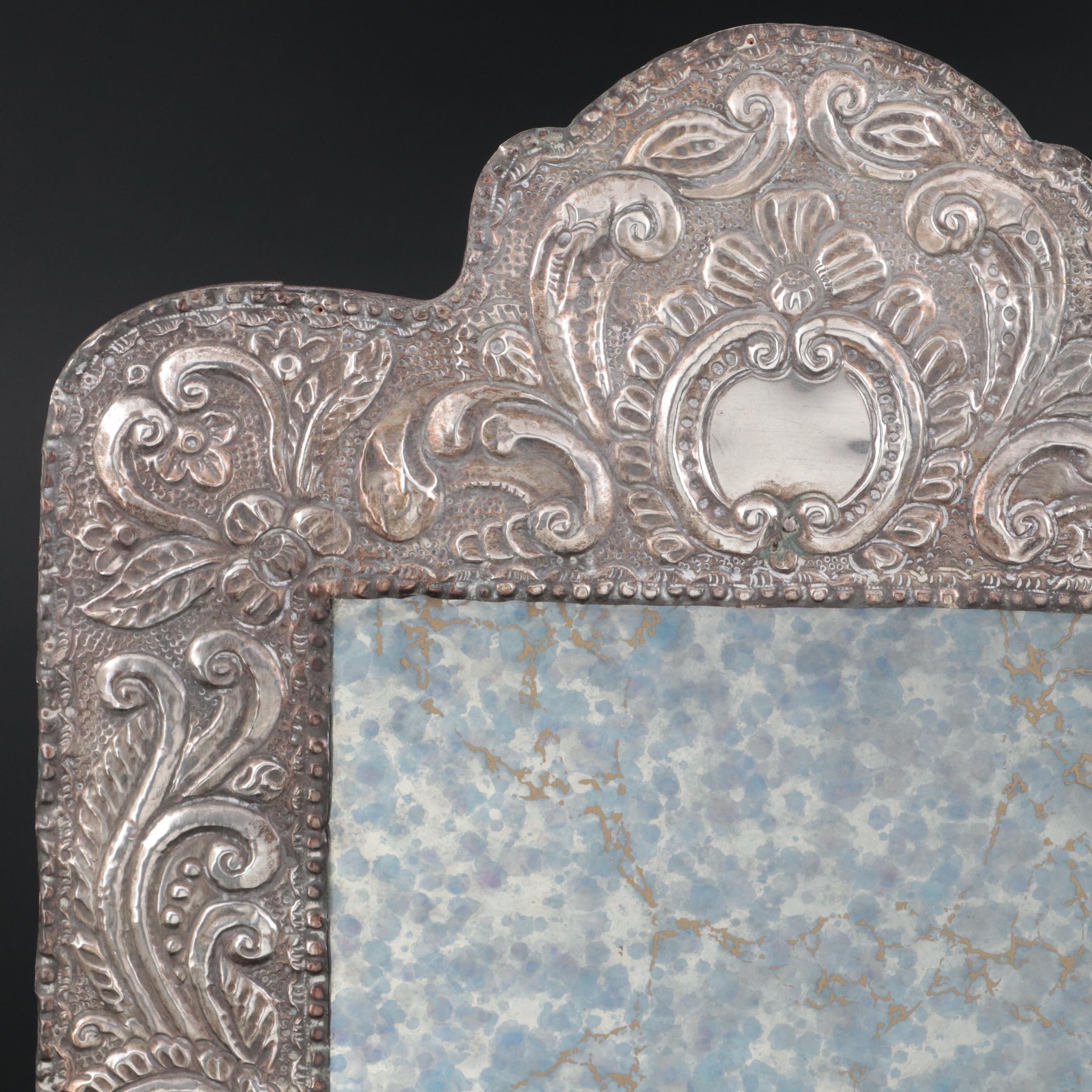 Peruvian 800 Silver Repoussé Framed Easel Mirror