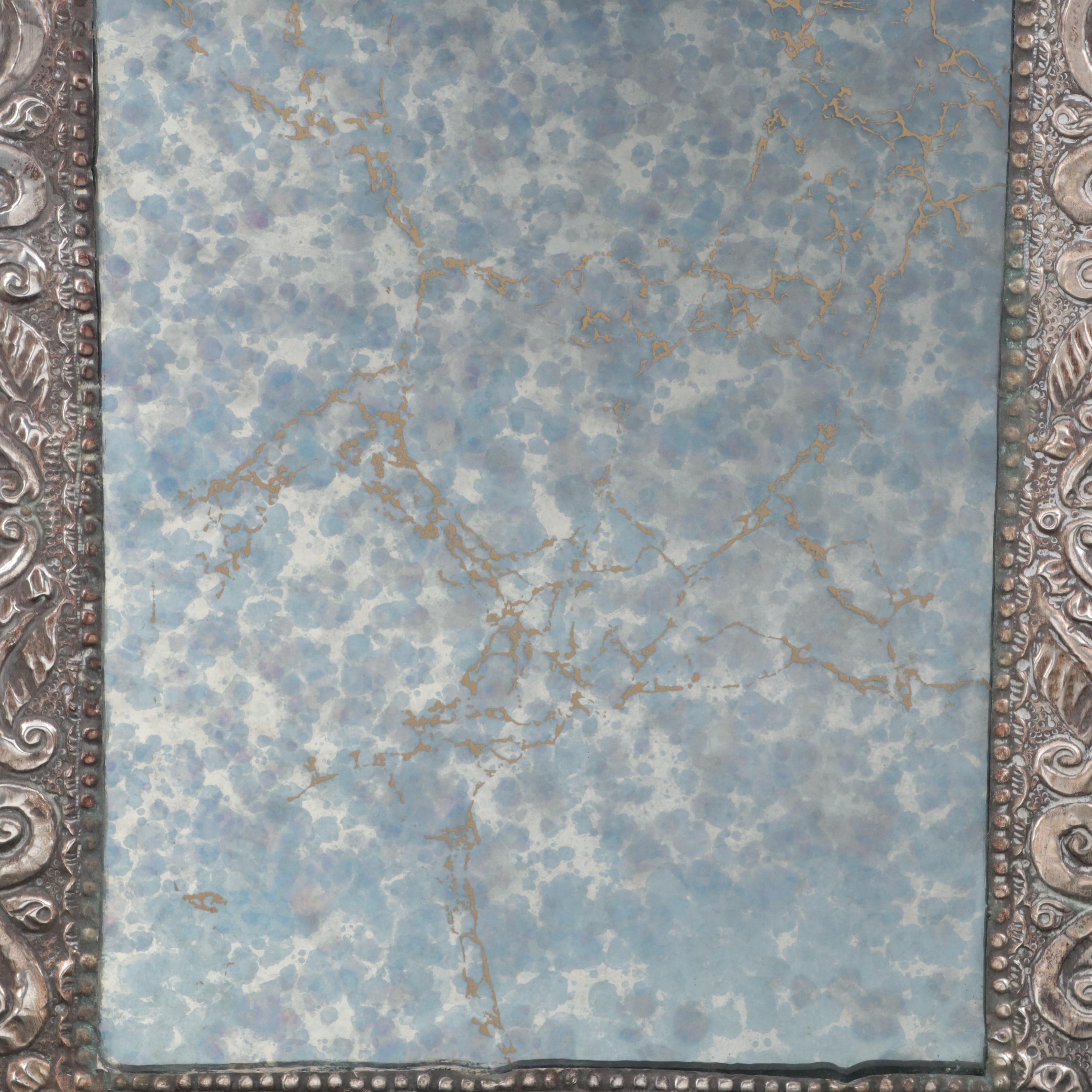 Peruvian 800 Silver Repoussé Framed Easel Mirror