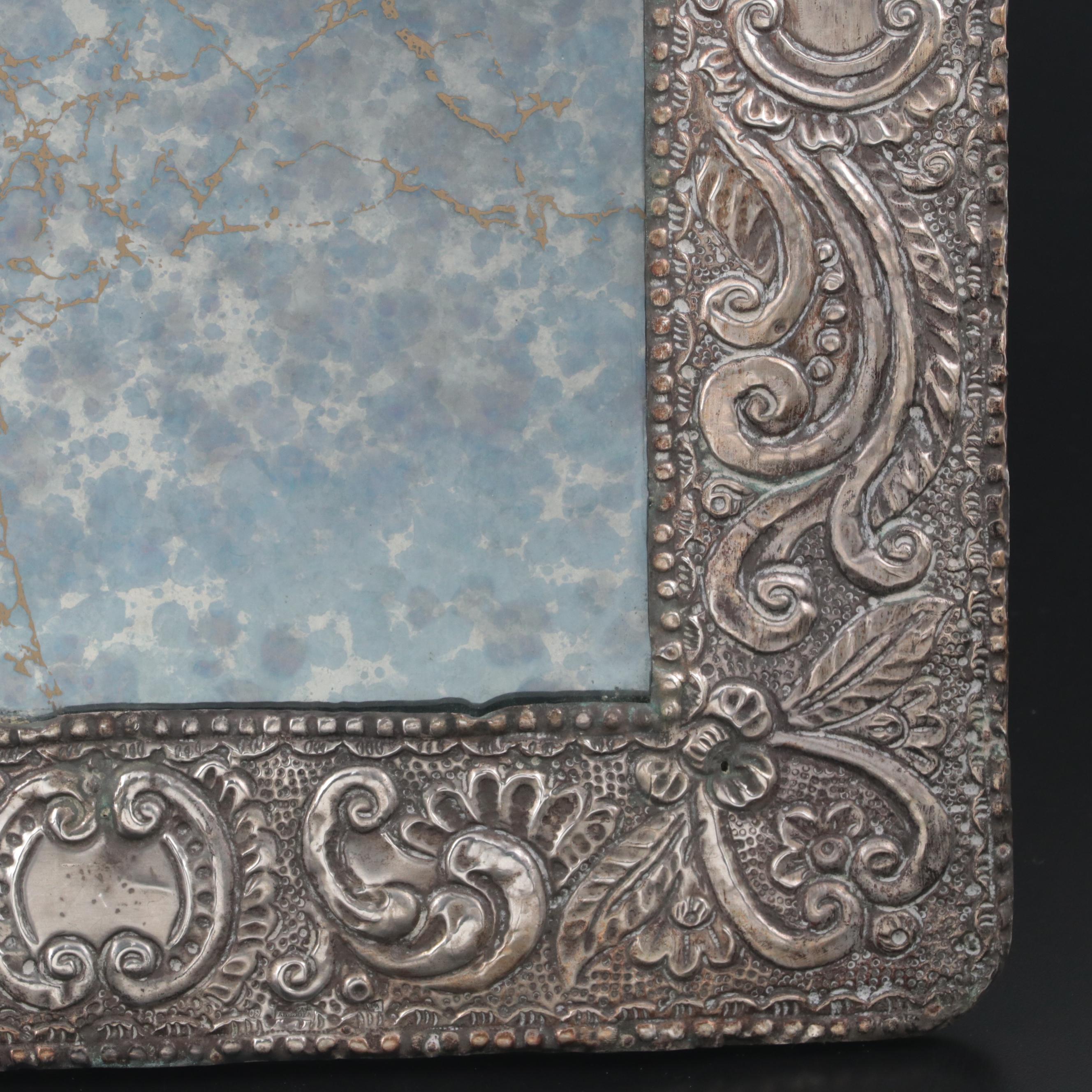 Peruvian 800 Silver Repoussé Framed Easel Mirror
