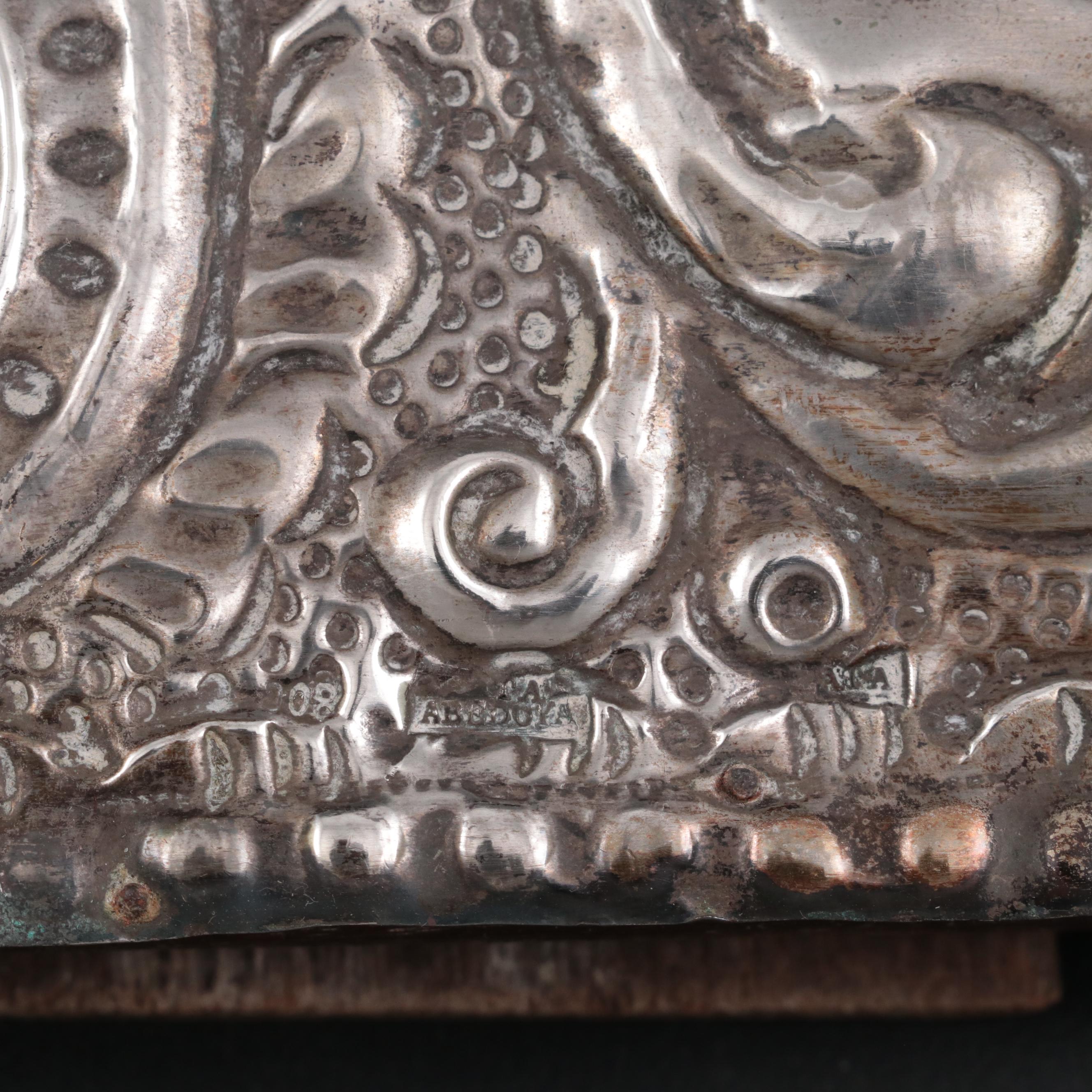 Peruvian 800 Silver Repoussé Framed Easel Mirror