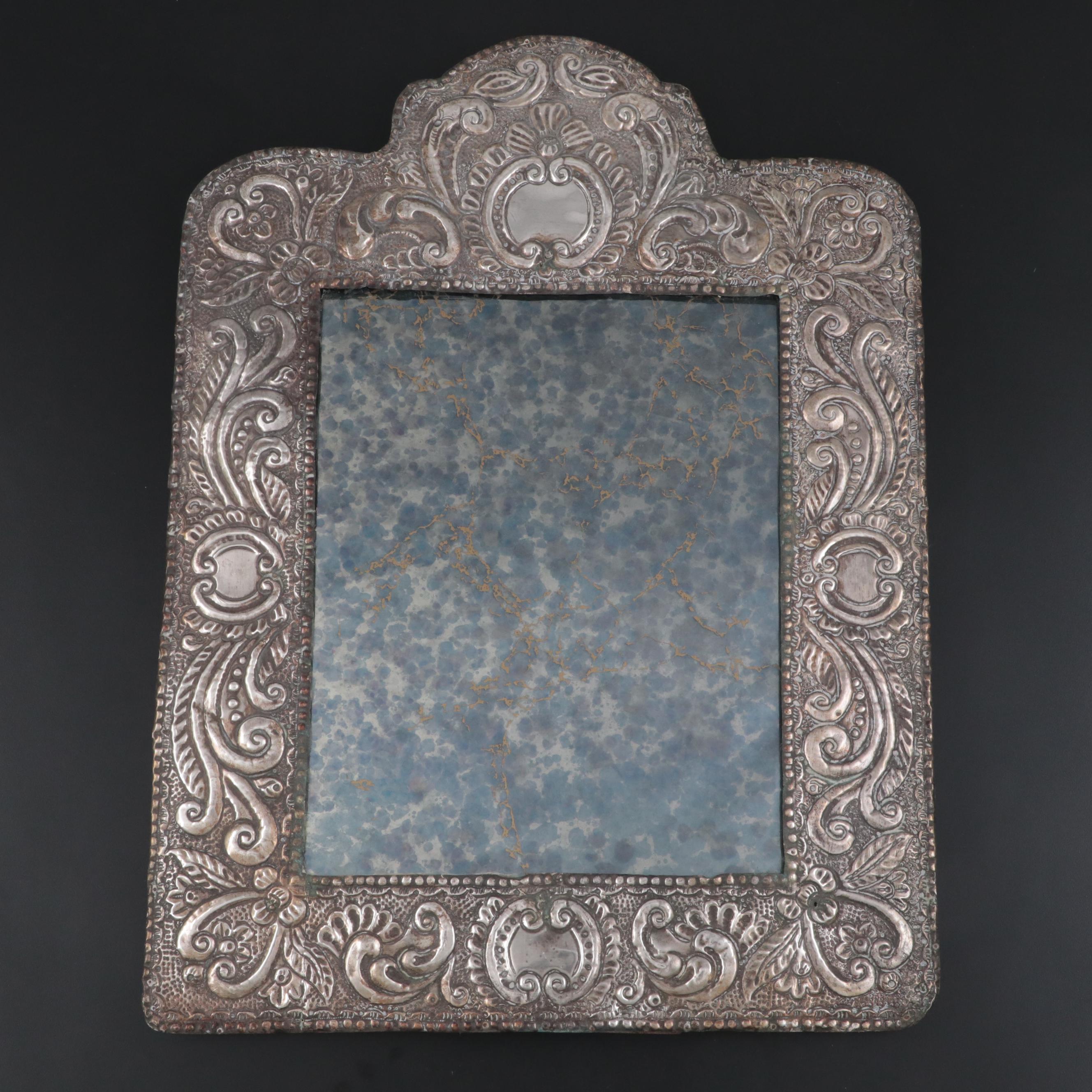 Peruvian 800 Silver Repoussé Framed Easel Mirror